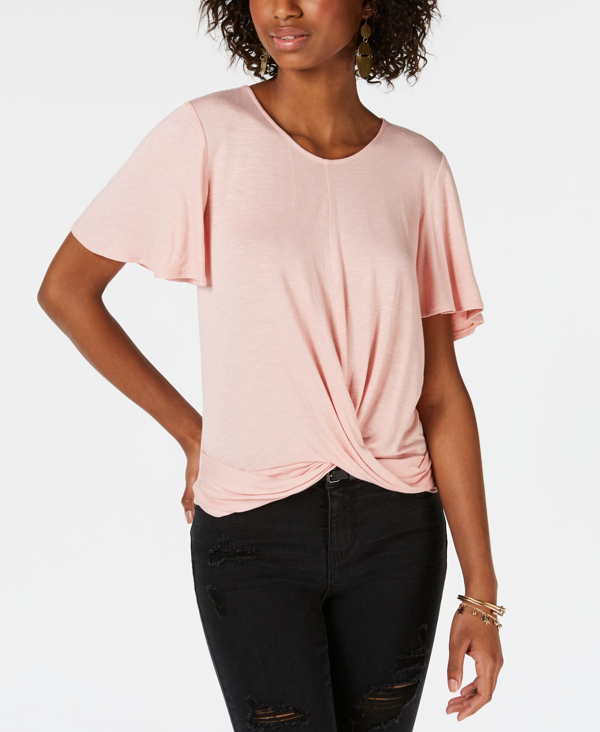 Juniors' Twist-Front Top