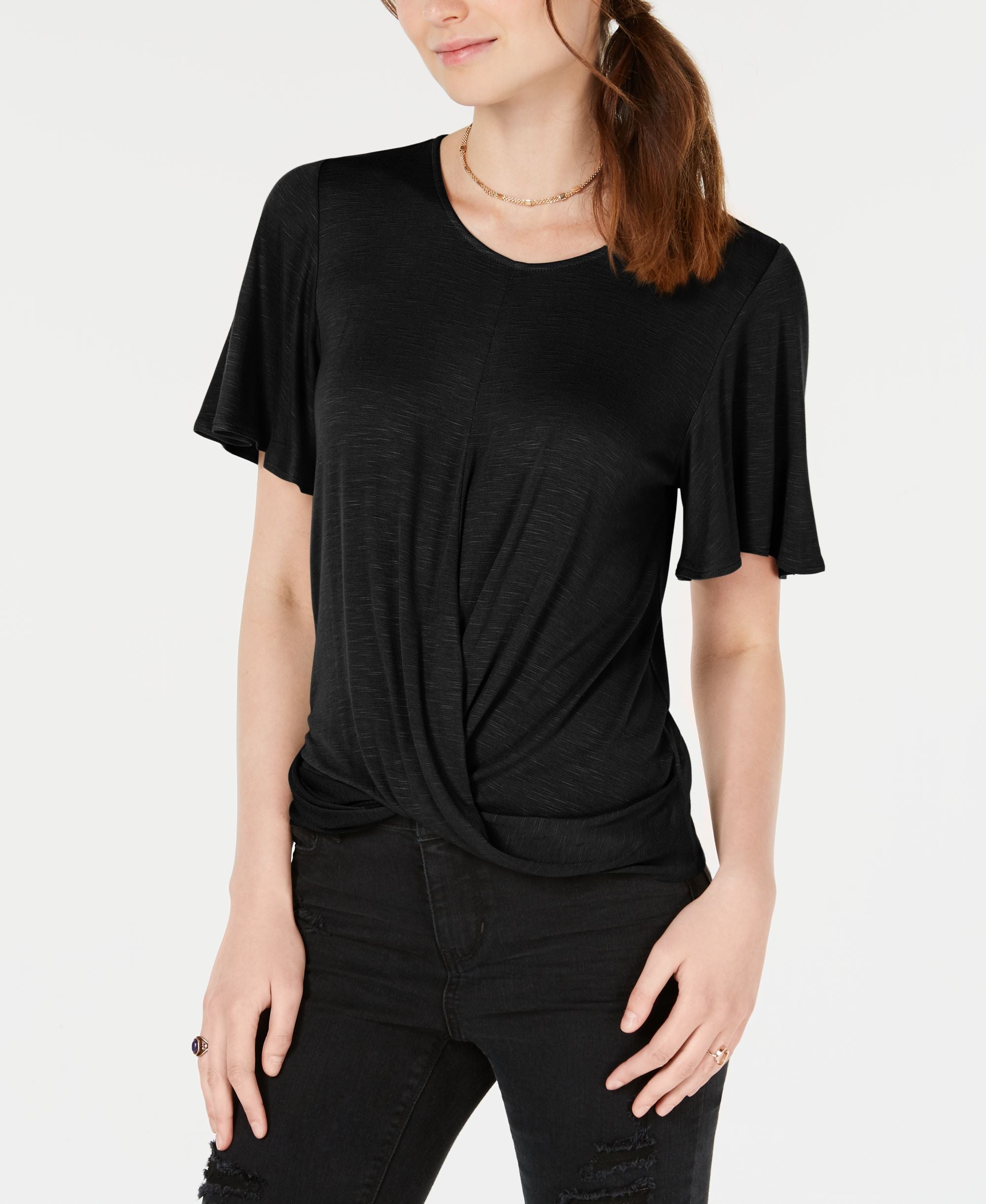 Juniors' Twist-Front Top