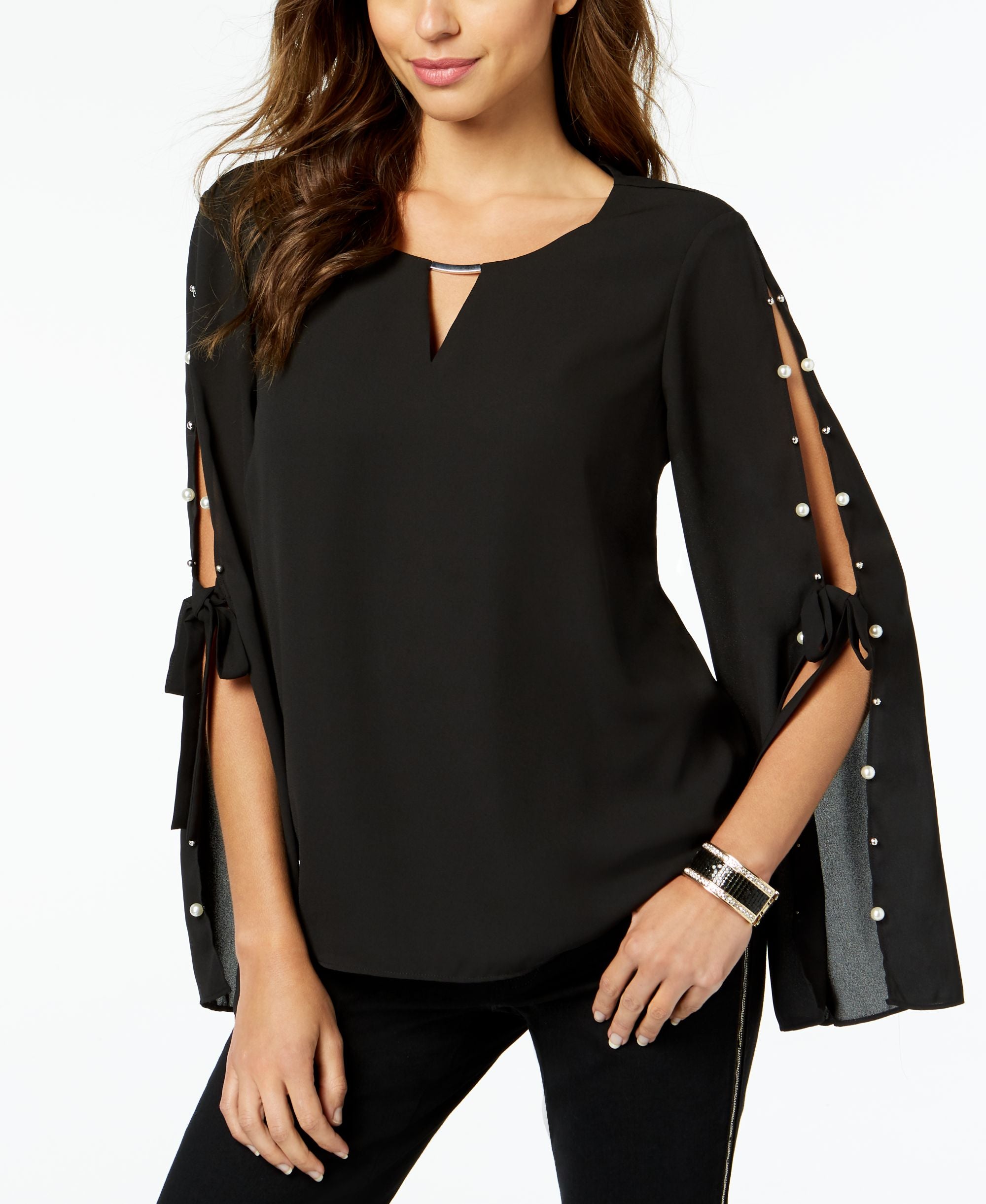 Thalia Sodi Split Sleeve Keyhole Top