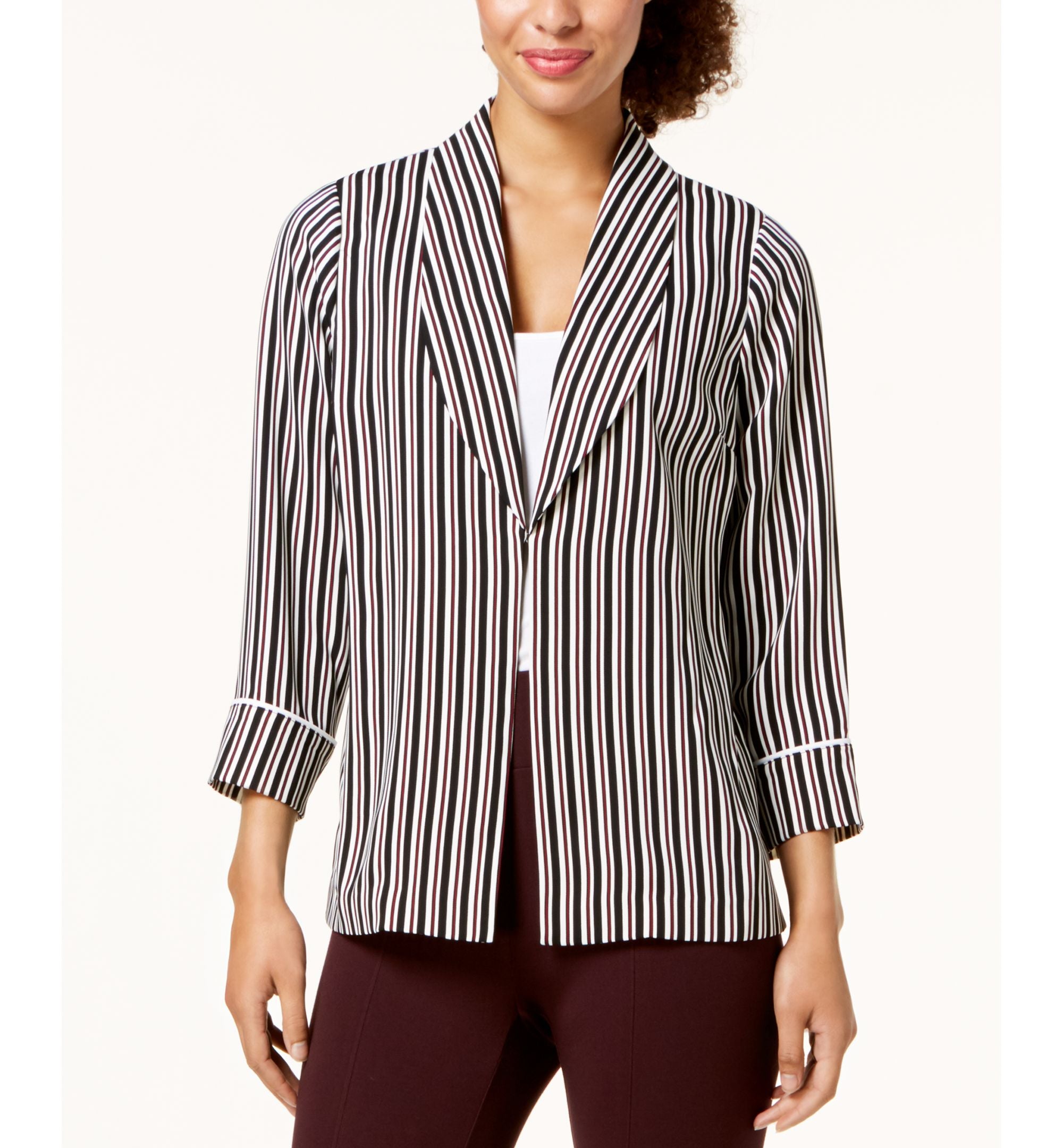 Alfani Striped Shawl Collar Jacket