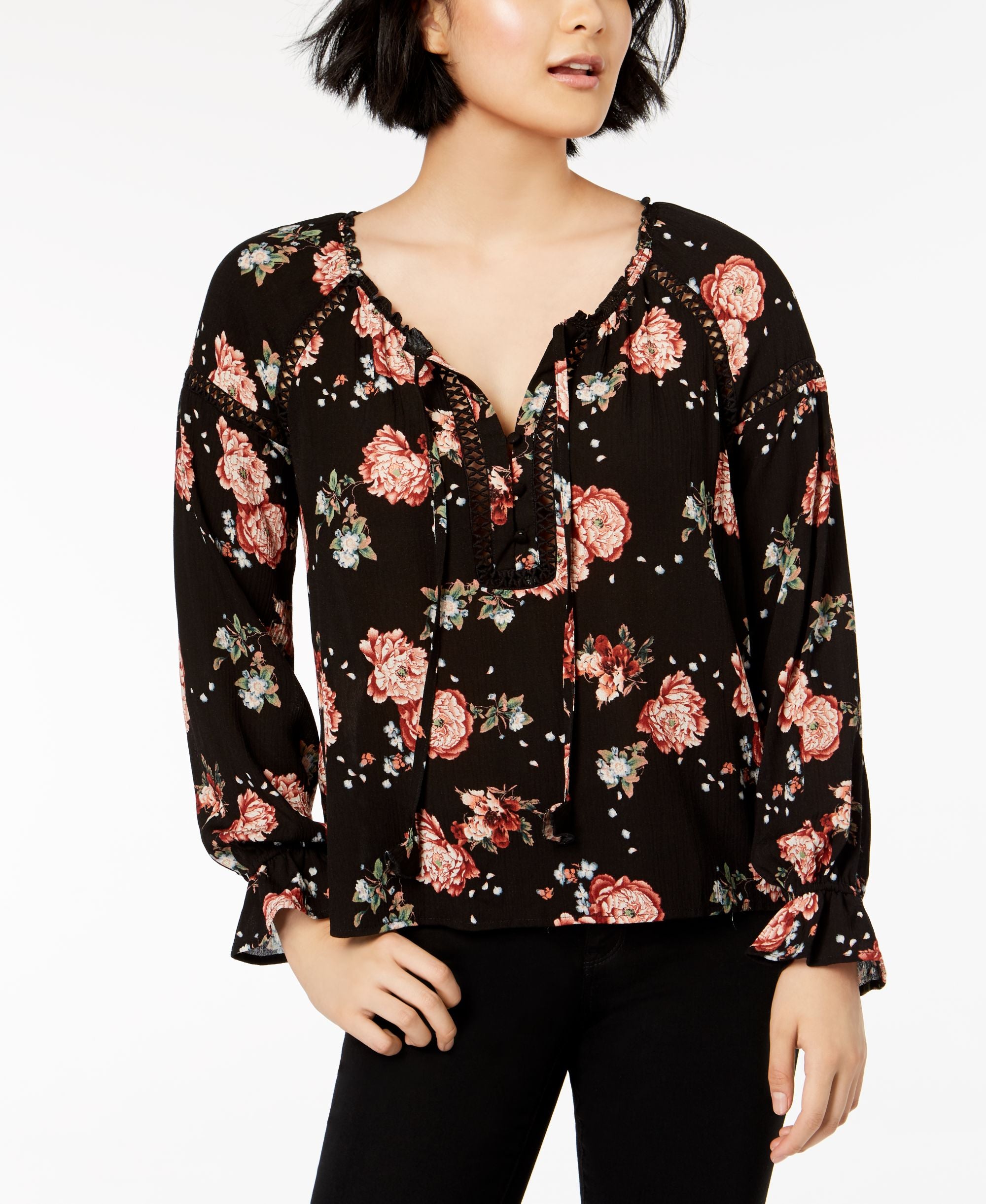 American Rag Juniors Lace Trimmed Poet Blouse
