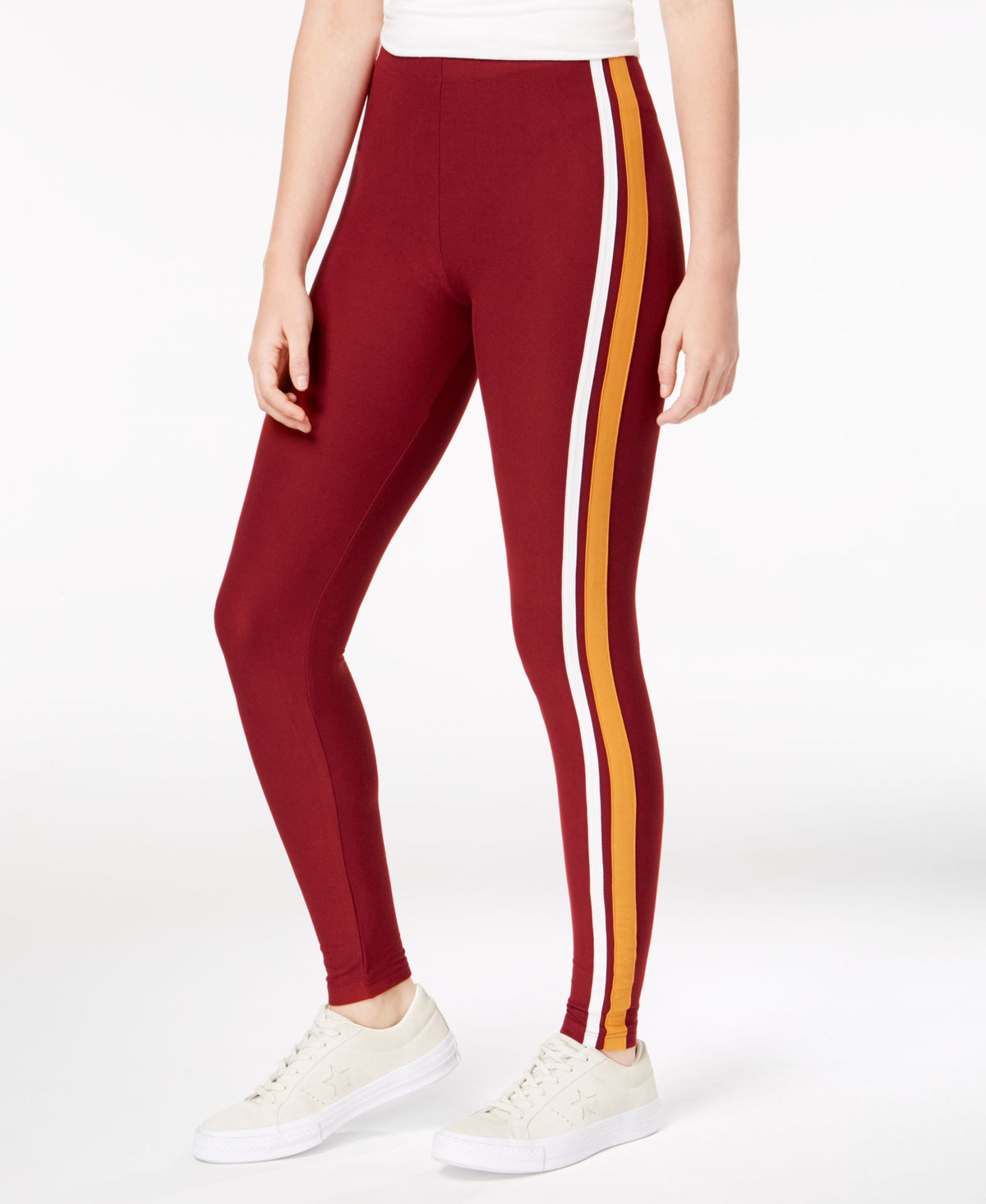 Planet Gold Juniors Striped Mid Rise Leggings