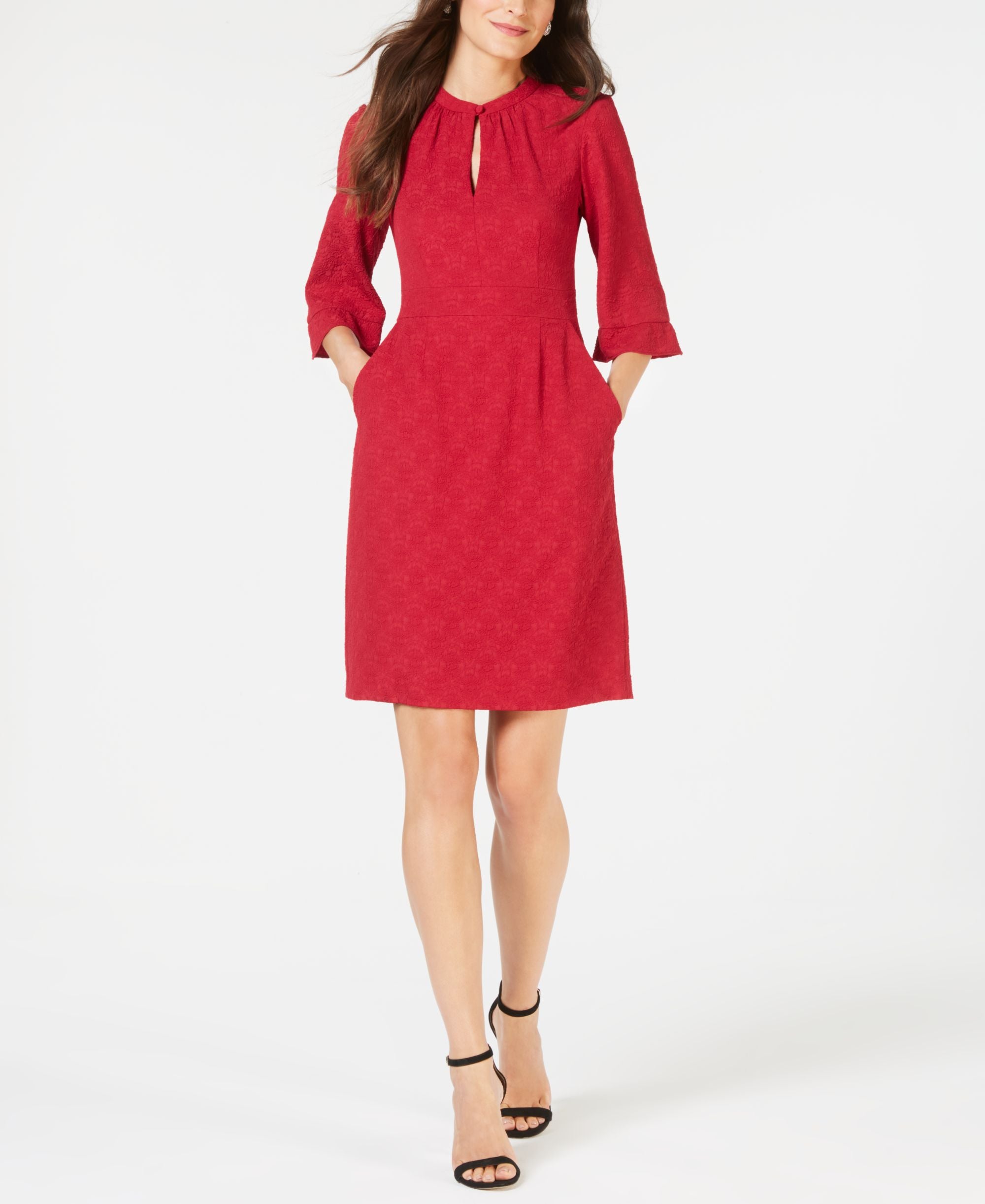 Nanette Lepore 3/4 Sleeve Keyhole Dress