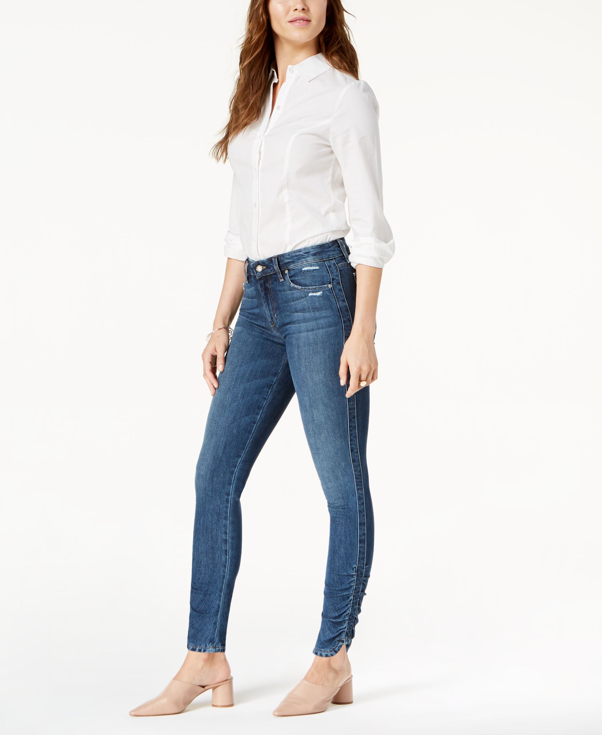 Joes Jeans The Icon Mid Rise Skinny Ankle Jeans With Ruched Hem