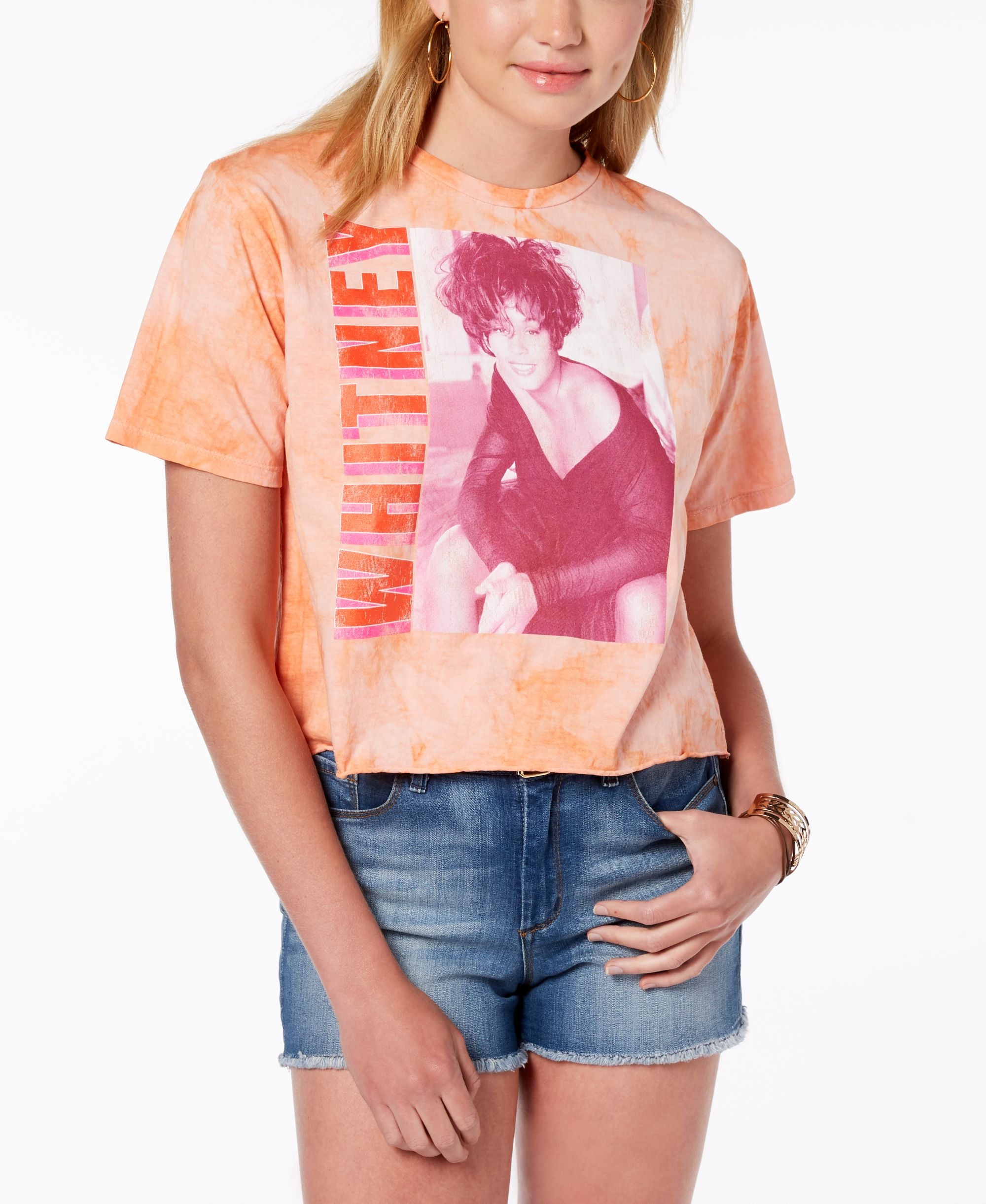 Bravado Juniors Cotton Whitney Houston Cropped T-Shirt