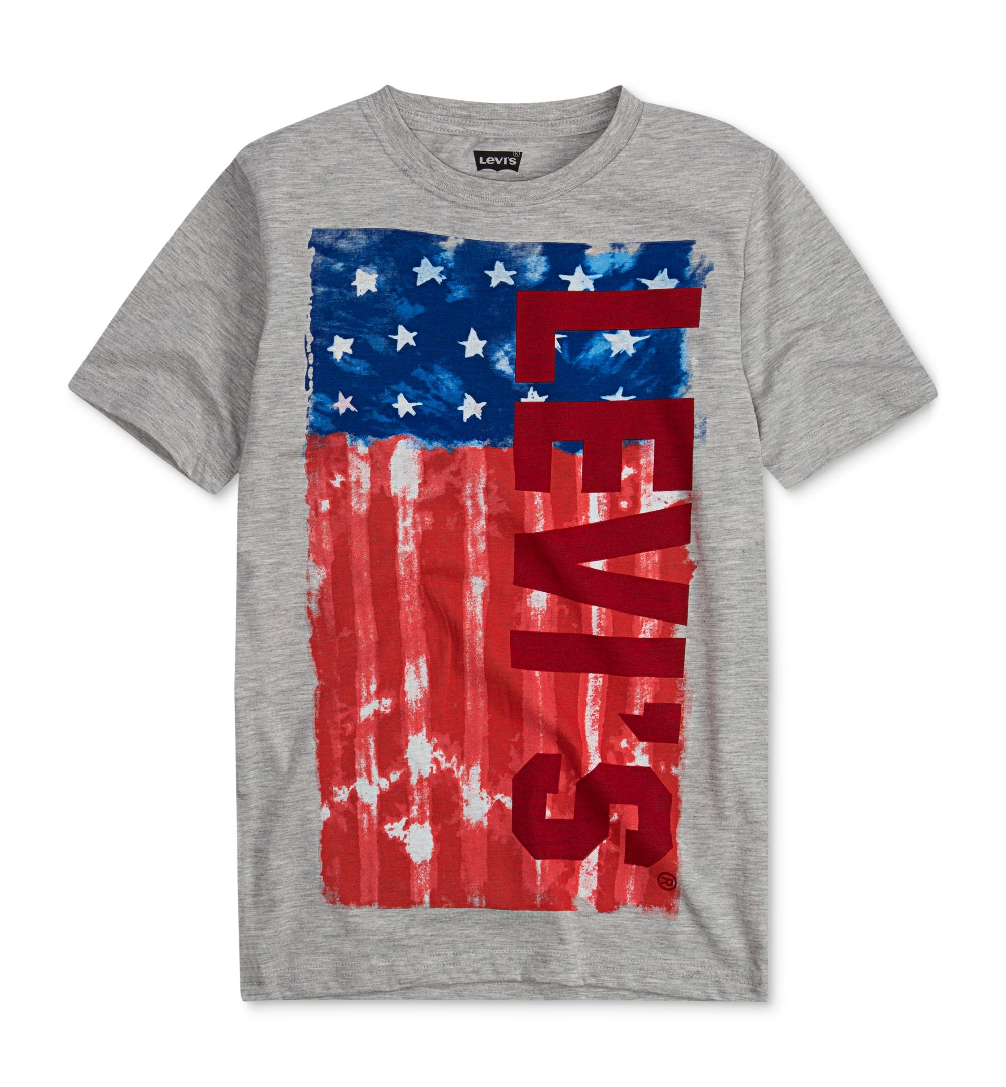 Levis Big Boys Red White Blue Logo Print T-Shirt