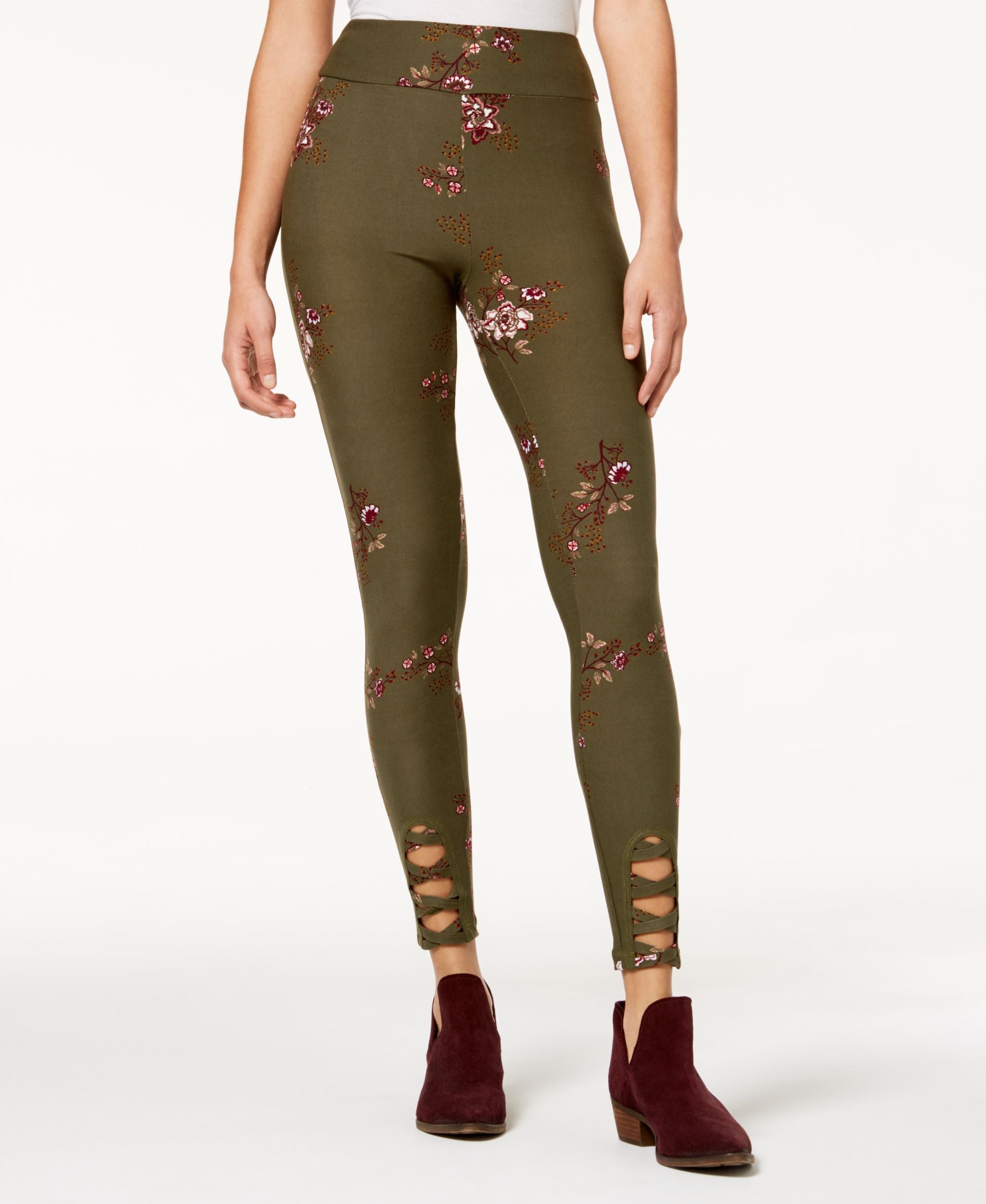 Hippie Rose Juniors Floral Lattice Leggings