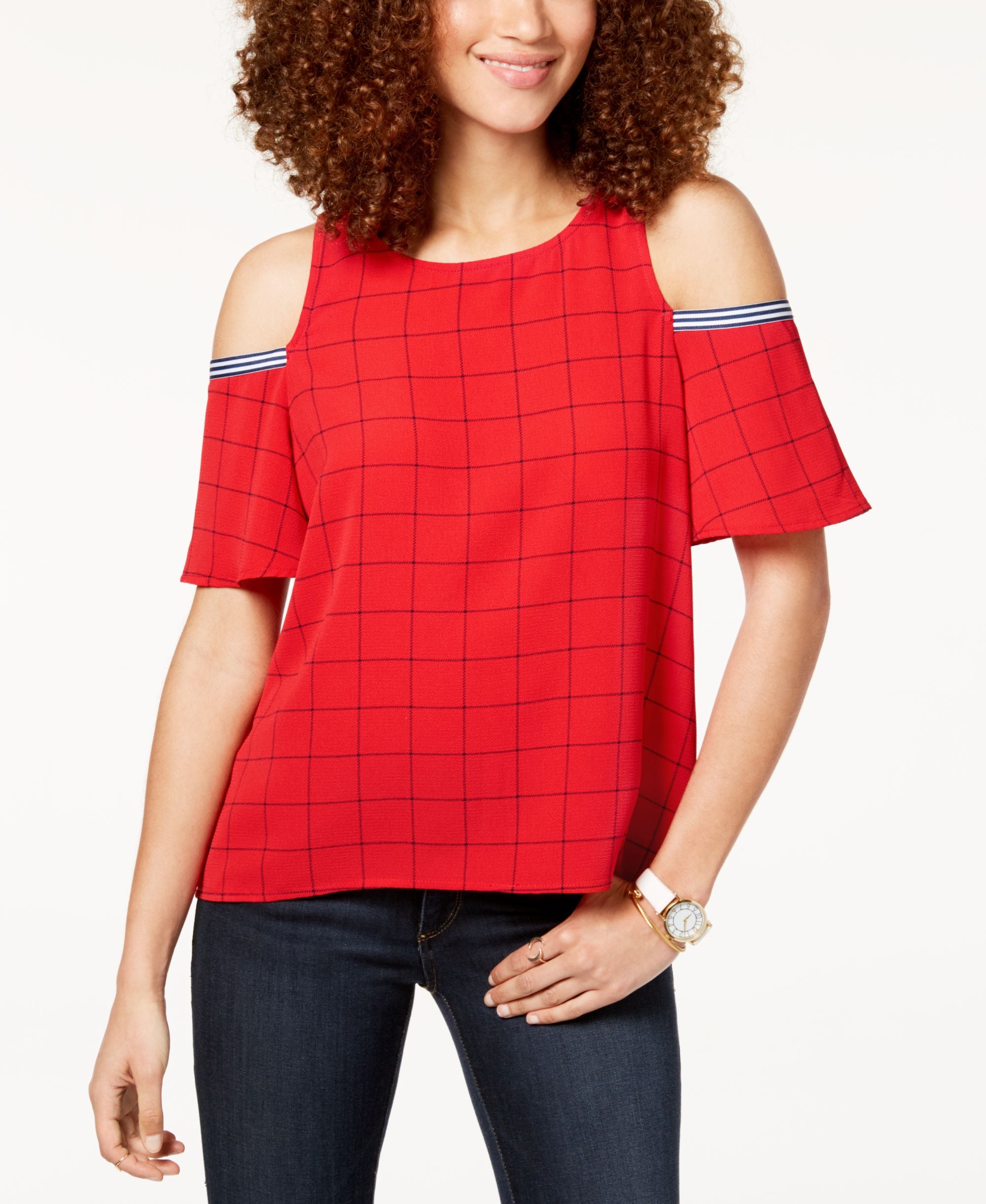 Gypsies Moondust Juniors Printed Cold Shoulder Top