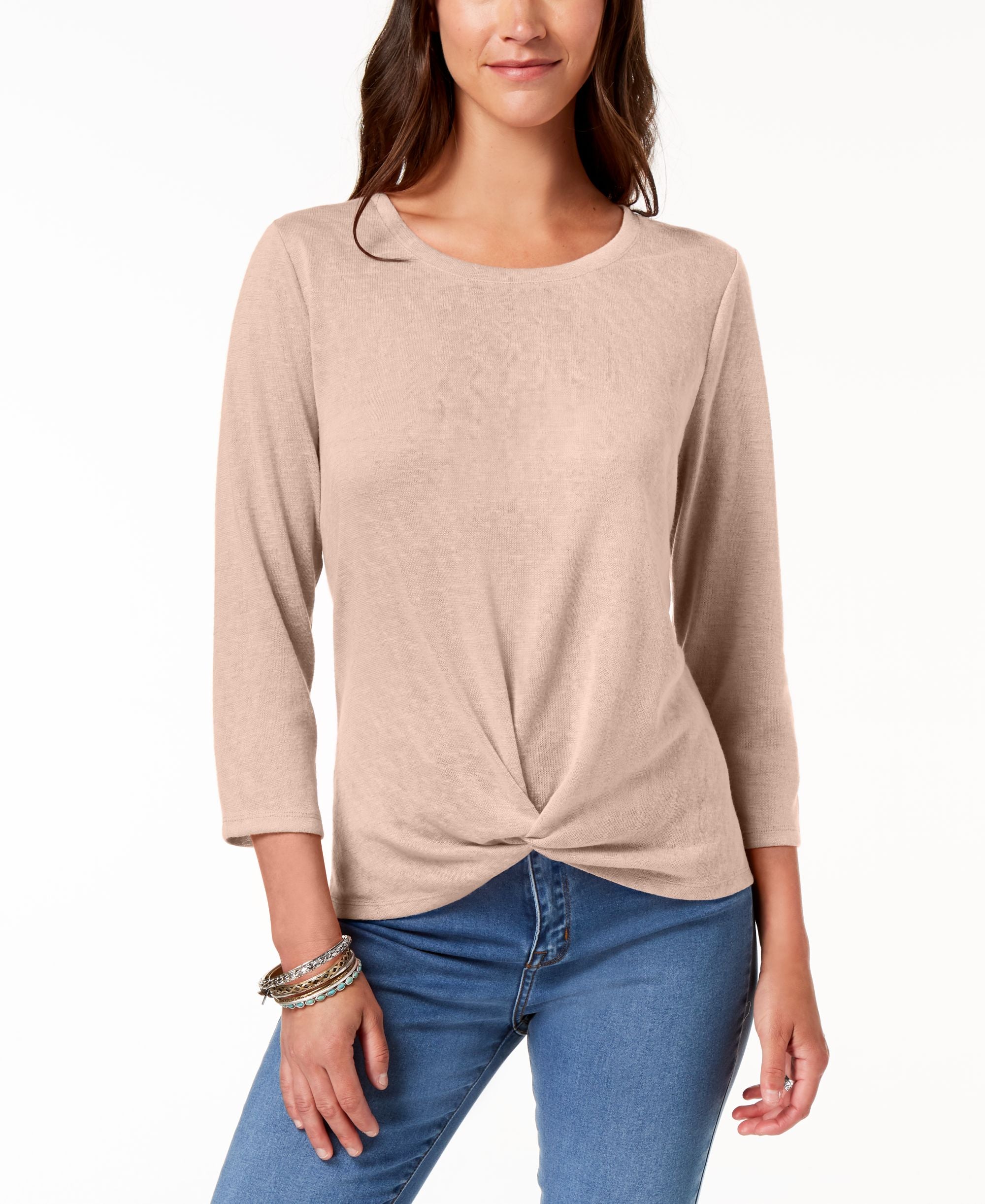 Style & Co Petite Knot Front Top