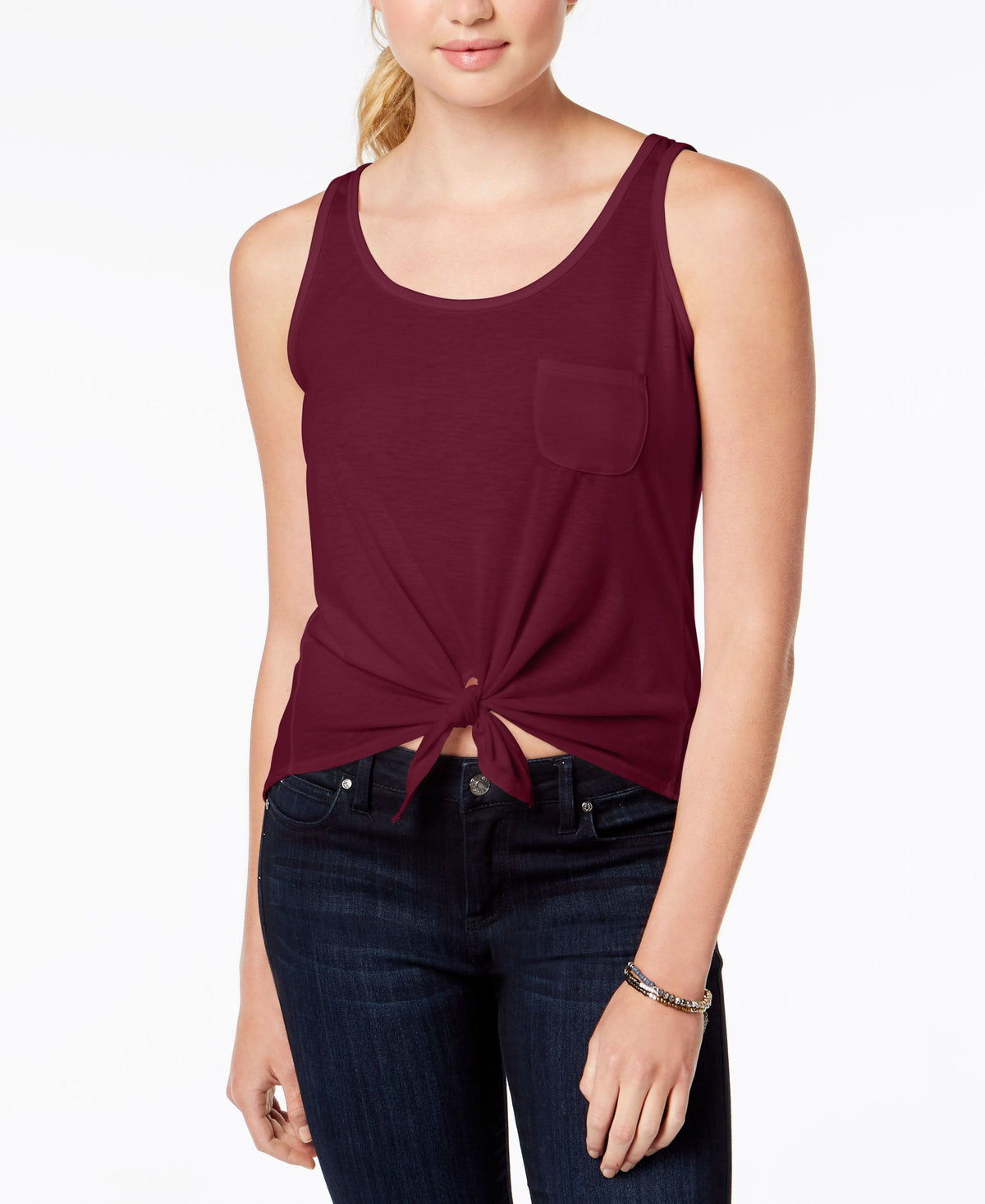 Juniors Tie-Front Tank Top