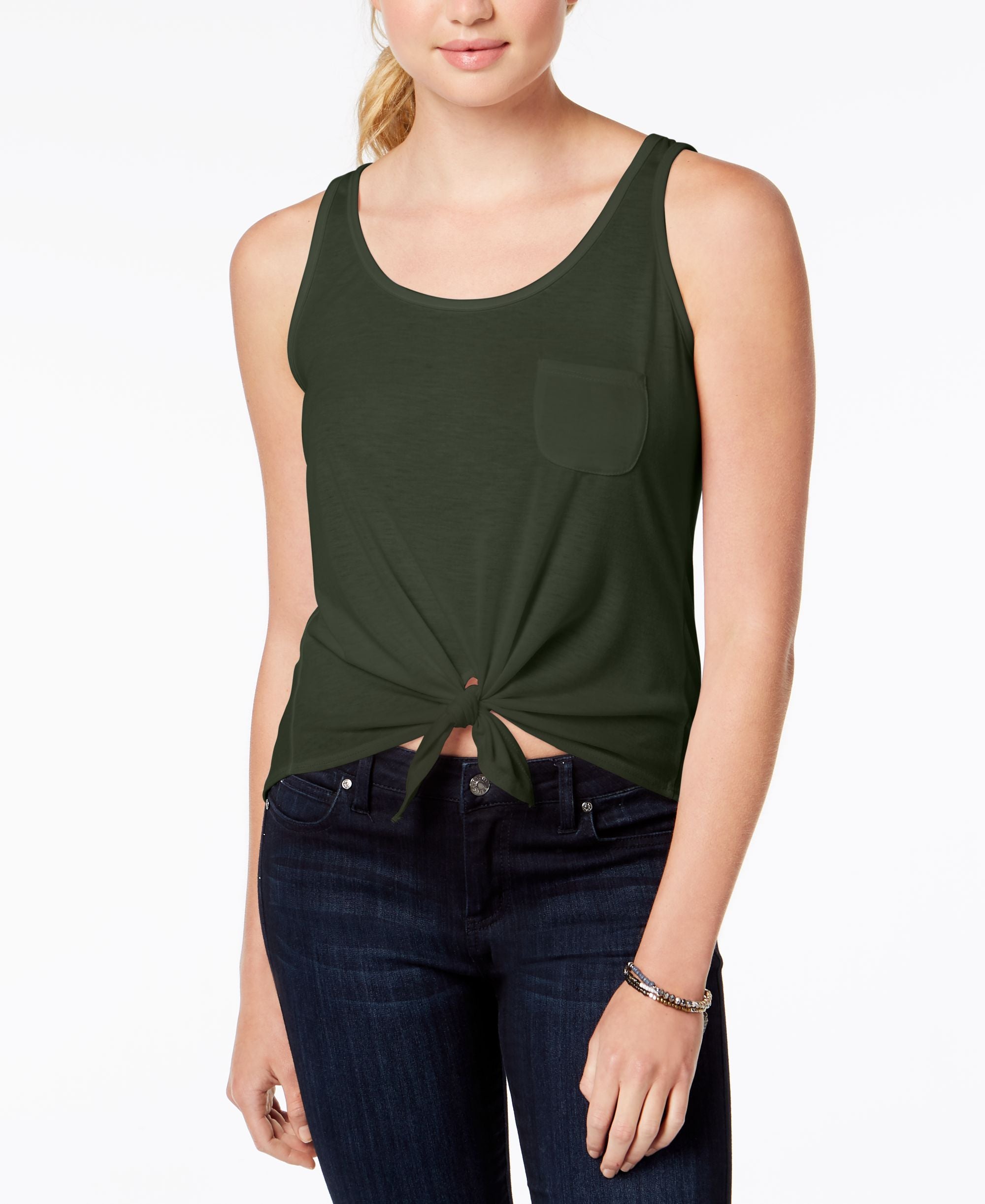 Juniors Tie-Front Tank Top