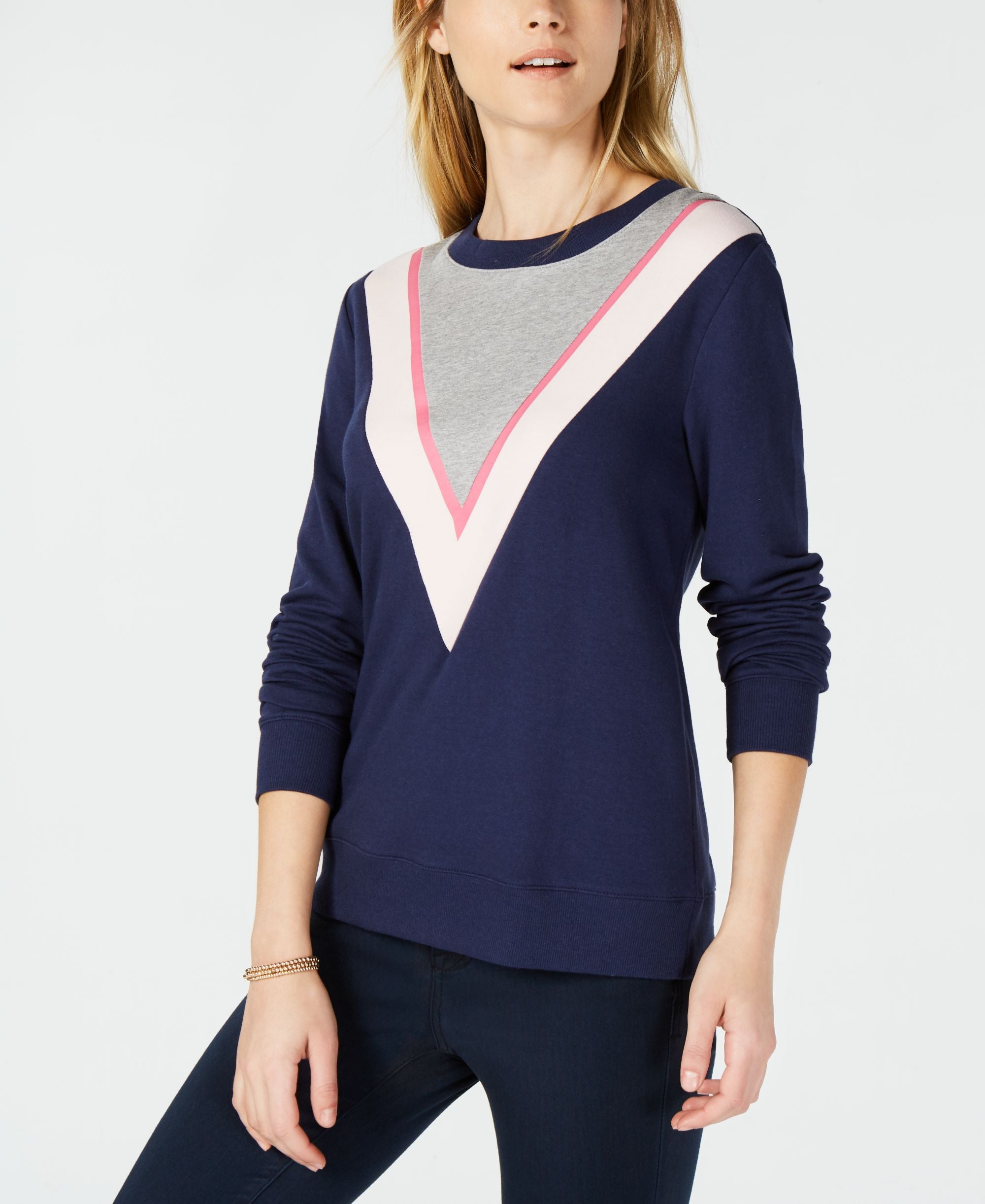 Maison Jules Colorblock Chevron Sweatshirt