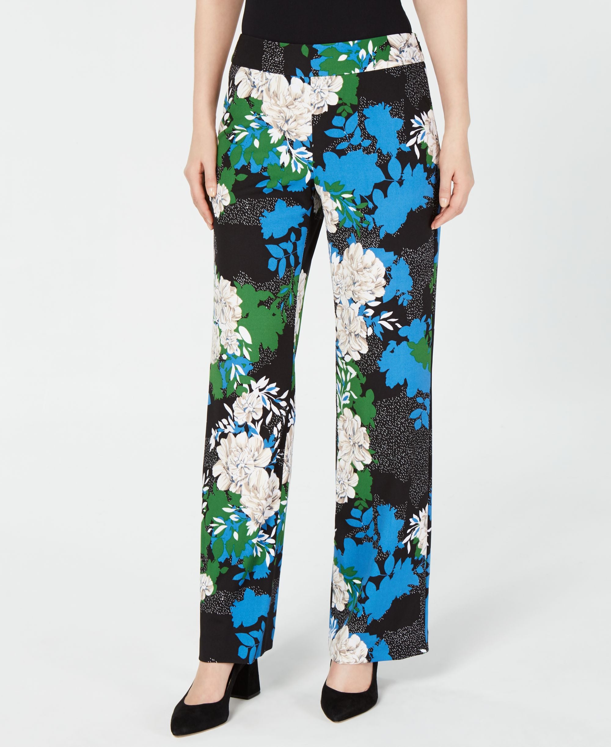 I.N.C. Printed Wide-Leg Crêpe Pants