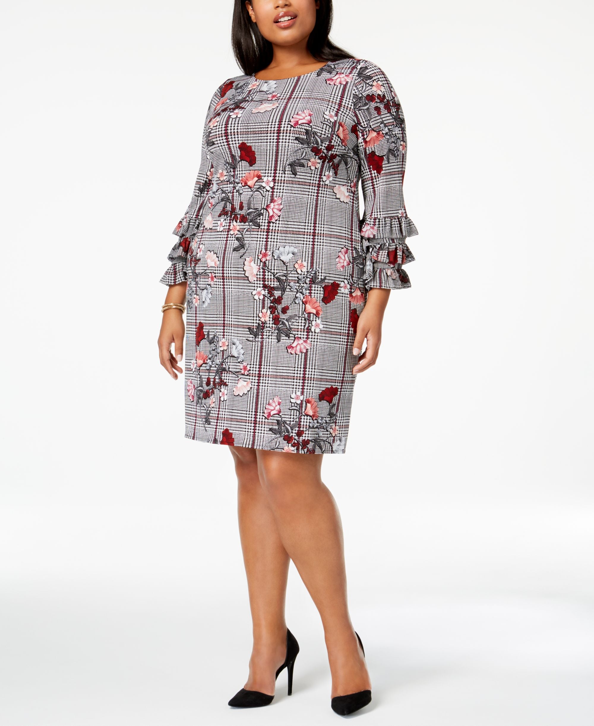 Alfani Plus Size Printed Tiered Sleeve A Line Dress