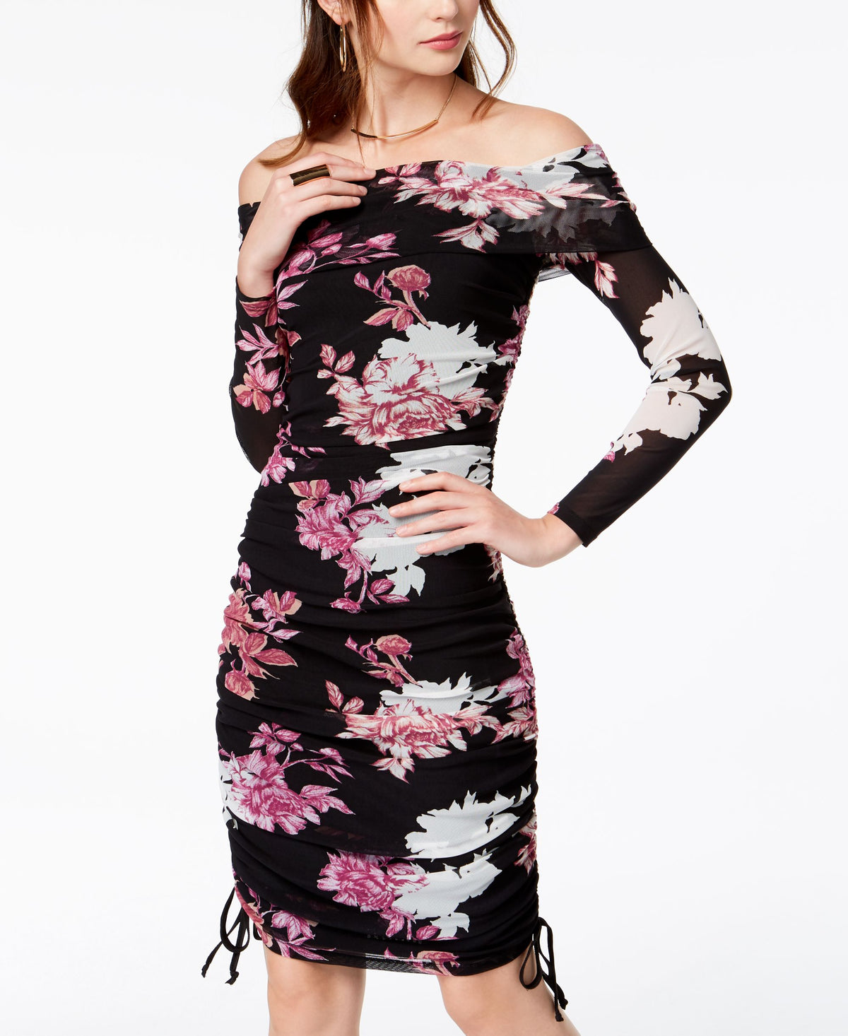 Material Girl Juniors Ruched Off The Shoulder Dress