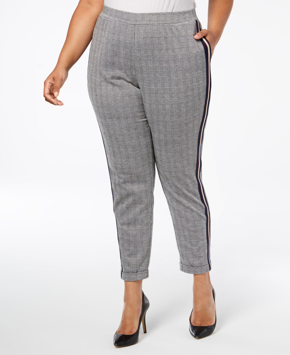 NY Collection Plus Size Petite Plus Side Stripe Skinny Pants