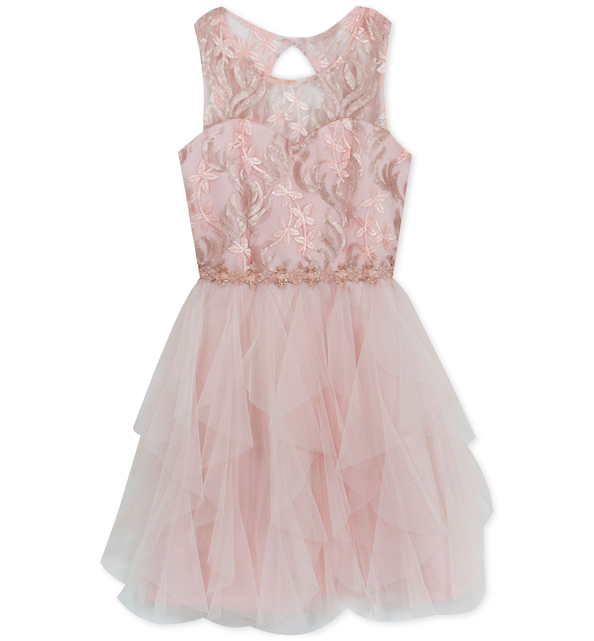 Rare Editions Big Girls Sequin Cascading Ruffle Dress