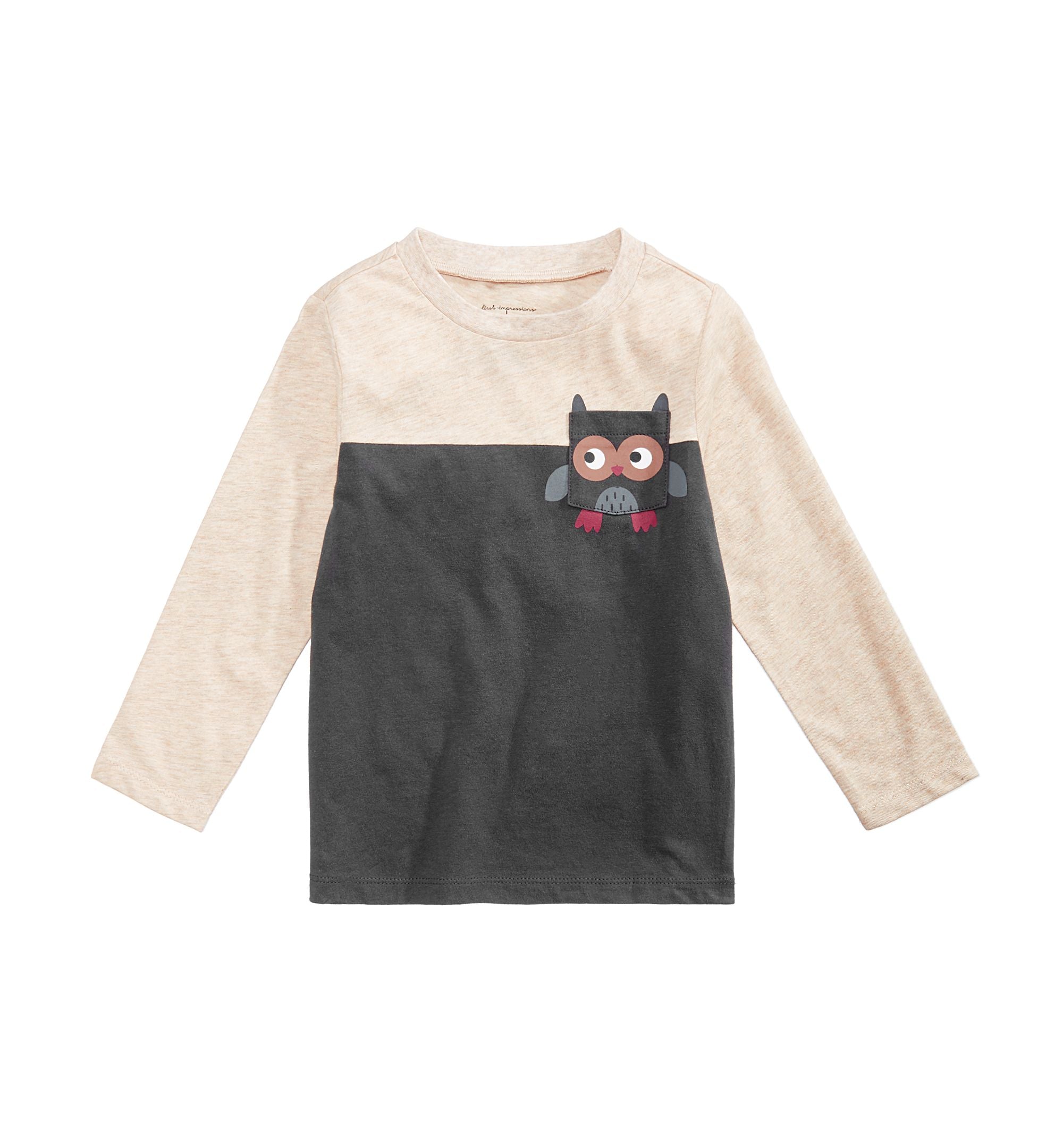 First Impressions Baby Boys Colorblocked Owl Pocket T-Shirt