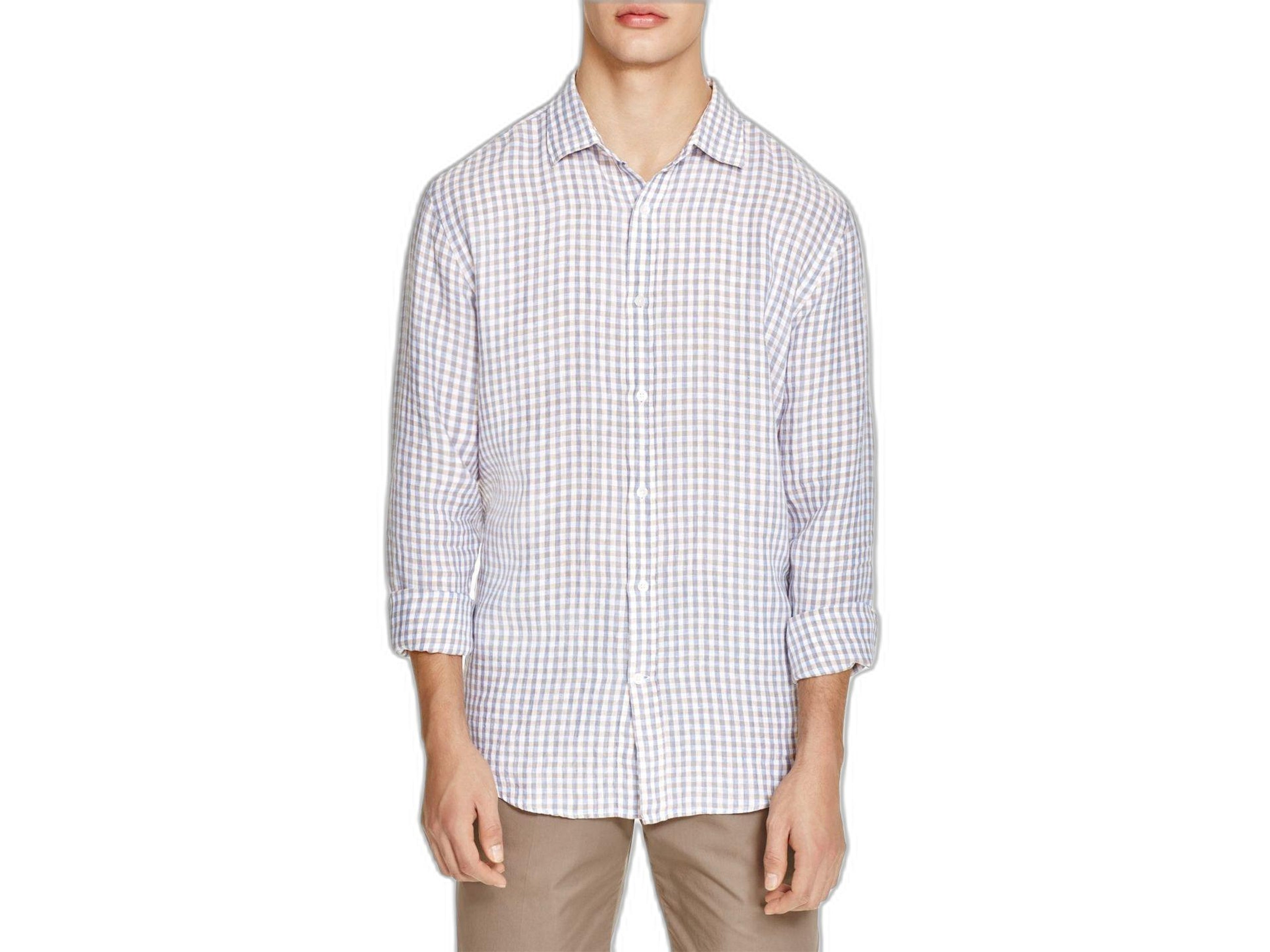 Linen Check Regular Fit Button-Down Shirt