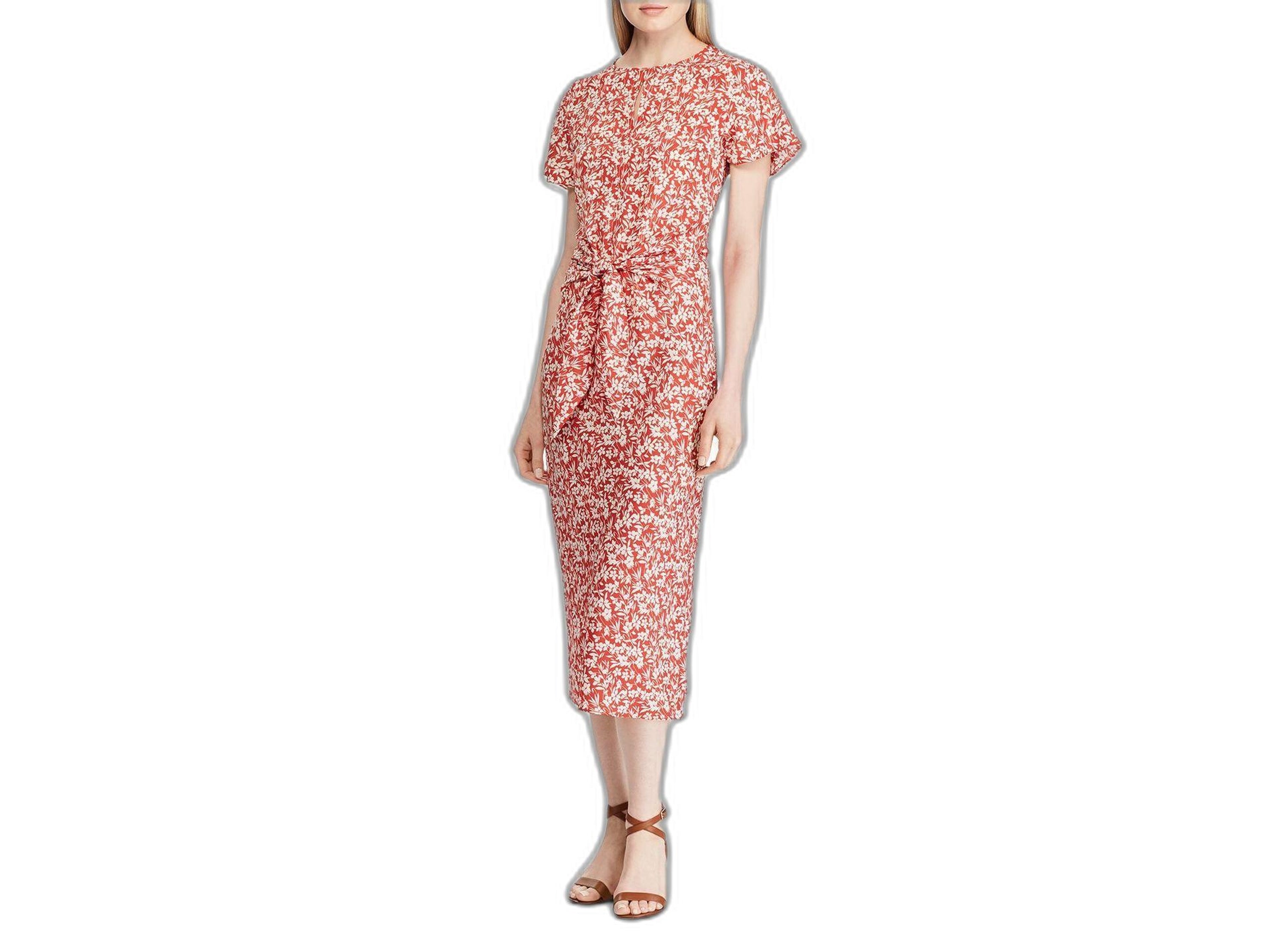 Lauren Ralph Lauren Floral Print Keyhole Crepe Dress