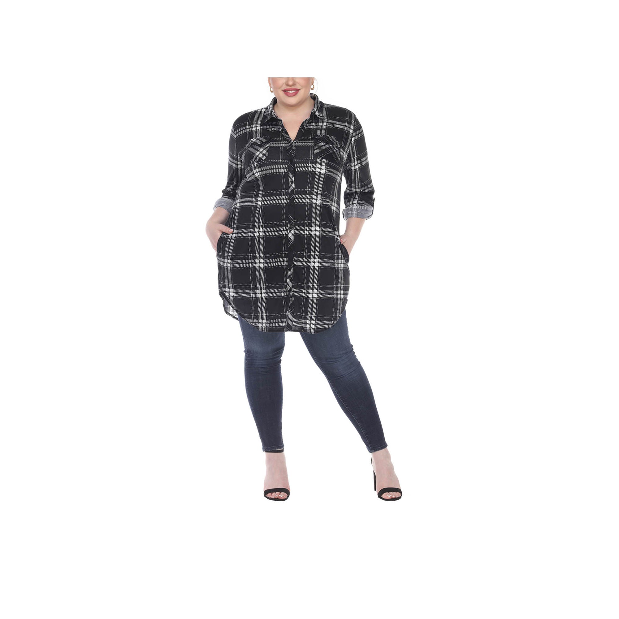 Plus Size Plaid Tunic Top