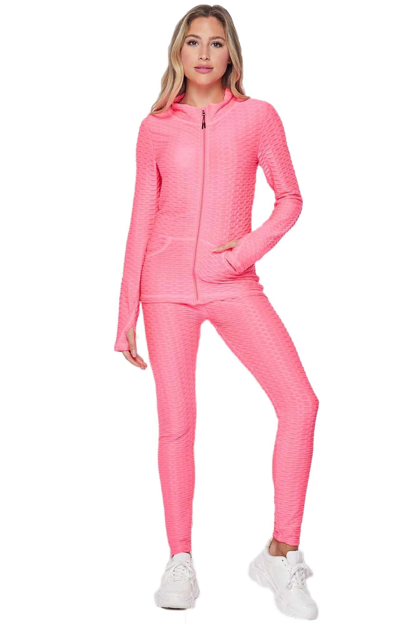 2 PiBrazilian Scrunch Butt Leggings and Jacket Set with Thumb Hole