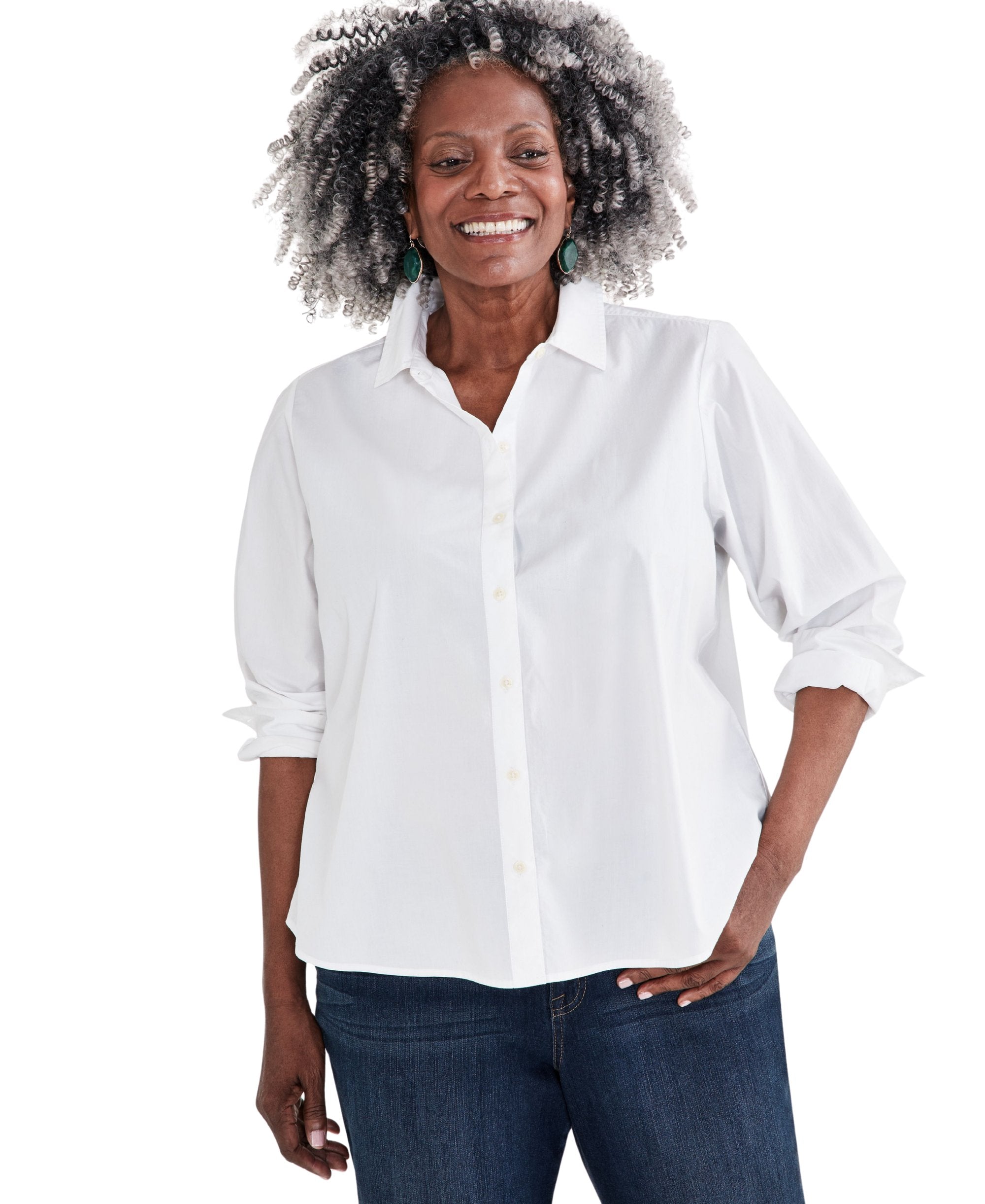 Plus Cotton Button Up Shirt