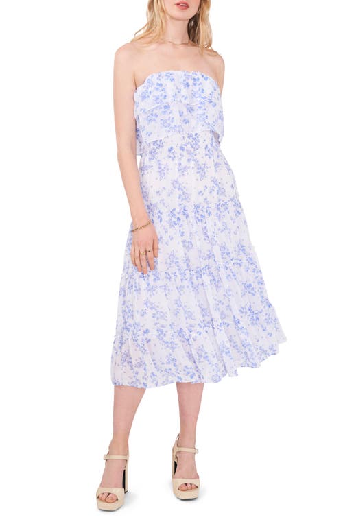 Women's Strapless Ruffle Tiered Midi Dress