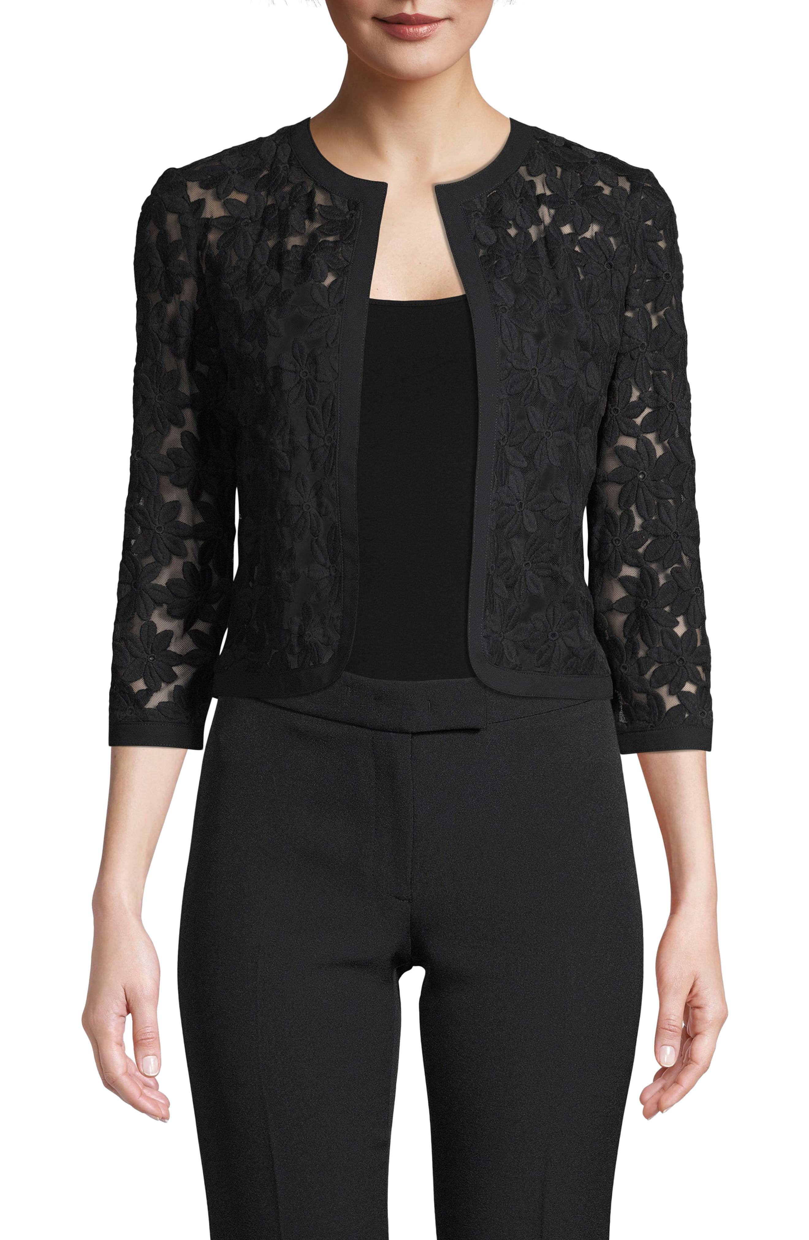 Anne Klein Floral Lace Crop Cardigan