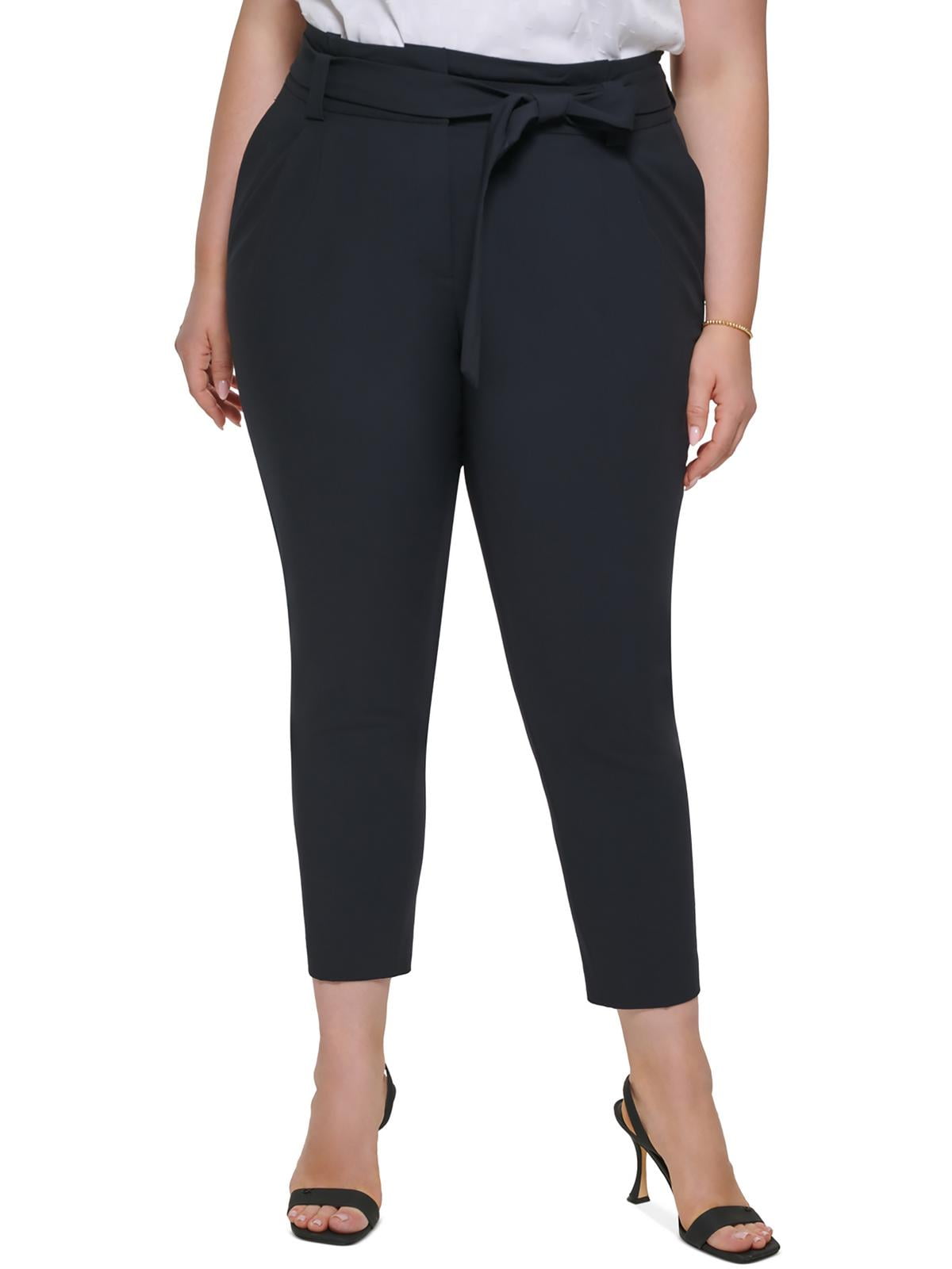Plus Size Tie-Belt Straight-Leg Pants
