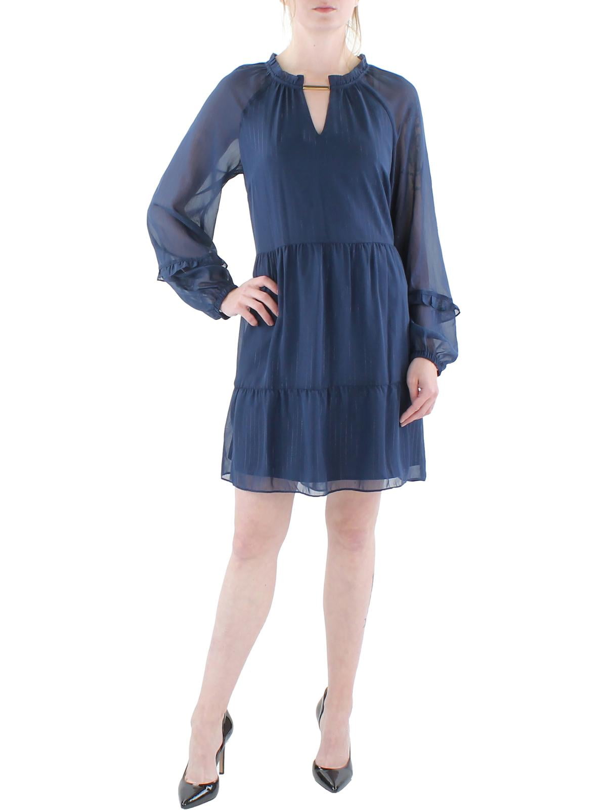 Women's Metallic-Striped Chiffon Minidress