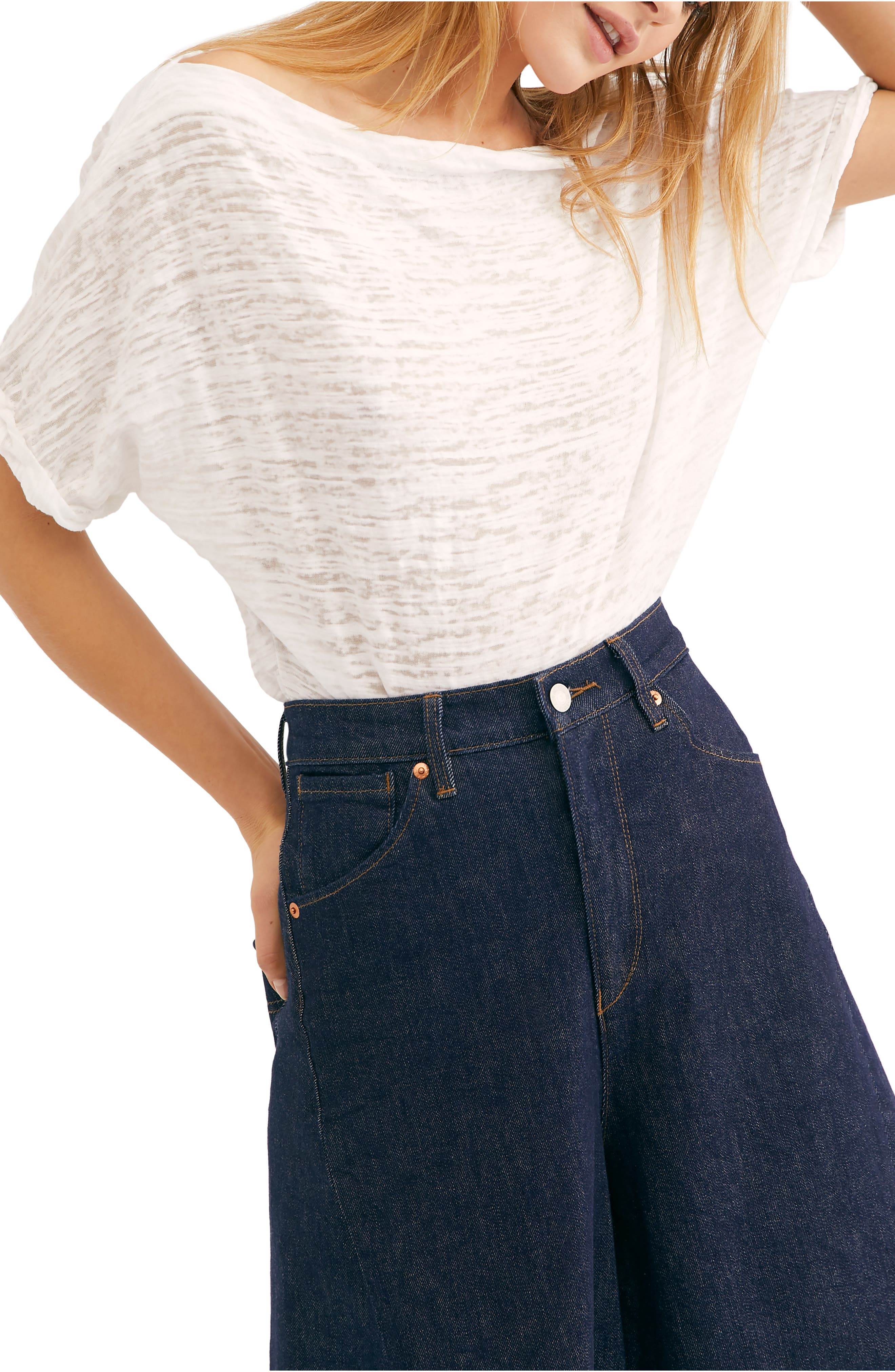 Free People Off The Shoulder Burnout T-Shirt