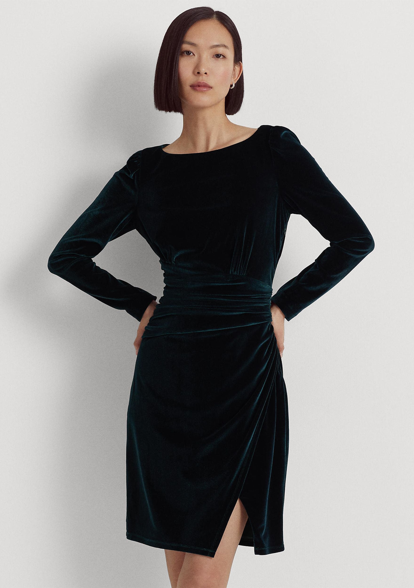 LAUREN Ralph Lauren Velvet Puff-Sleeve Cocktail Dress