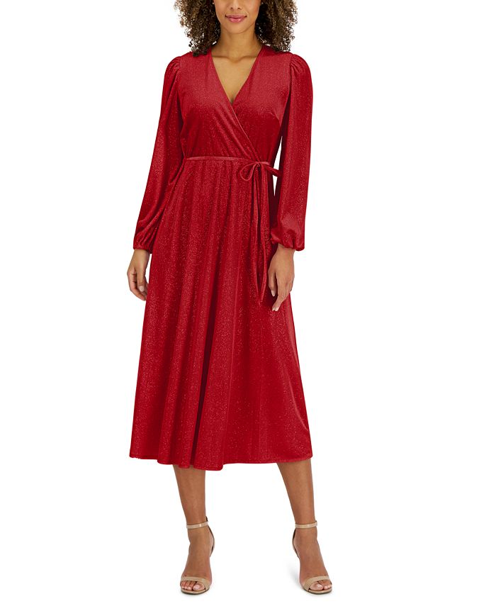 Women's Faux-Wrap Velour Dress