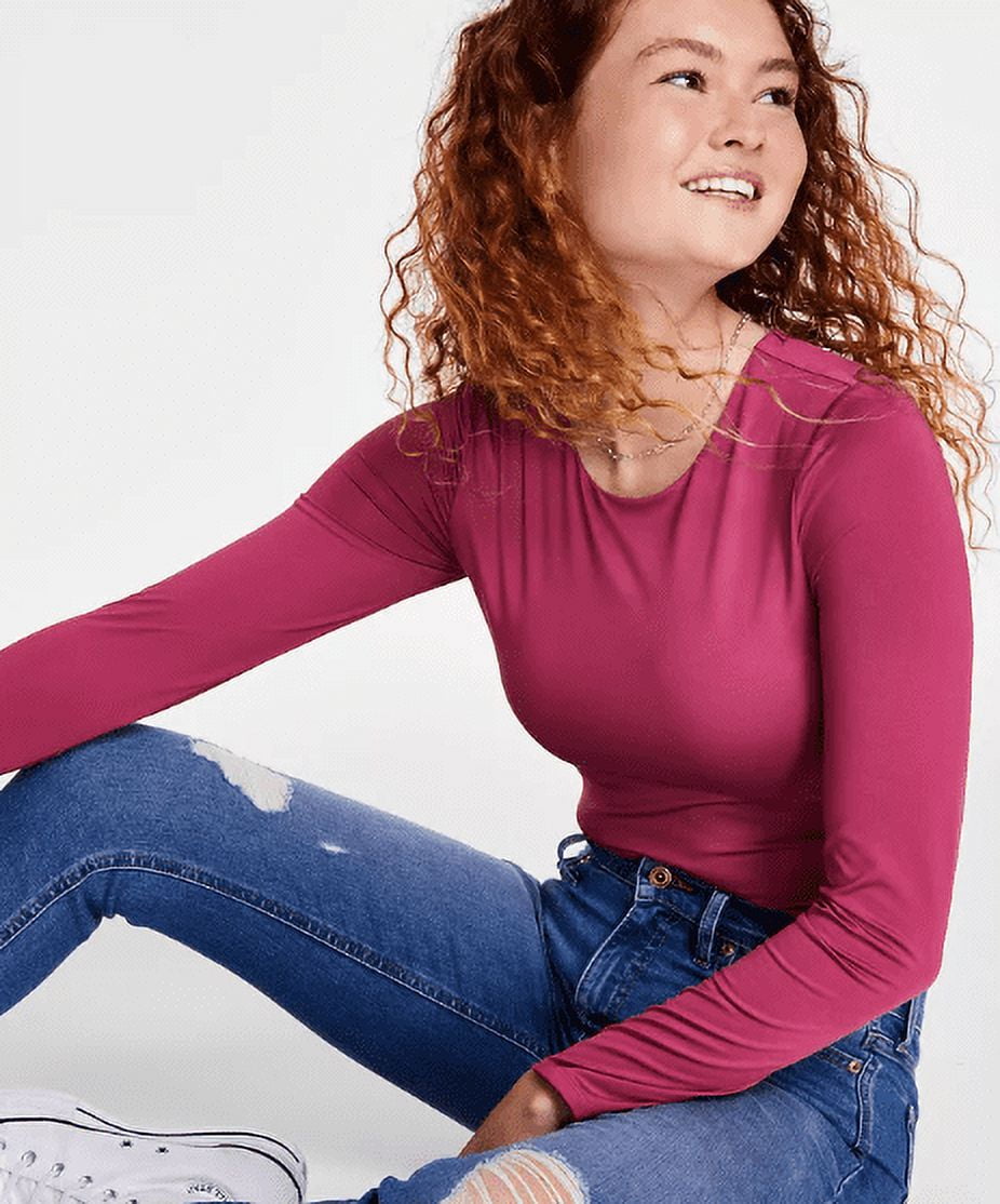 Juniors' Crewneck Long-Sleeve Bodysuit