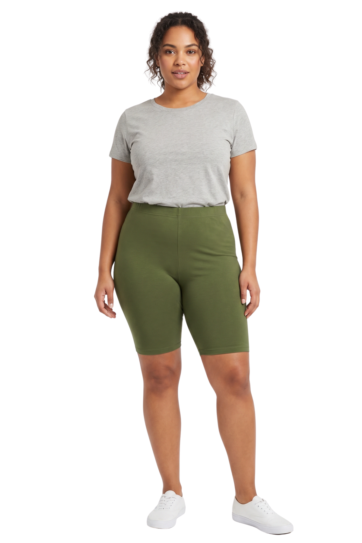 USA Basic Cotton Plus Size Biker Shorts - Bermuda Shorts