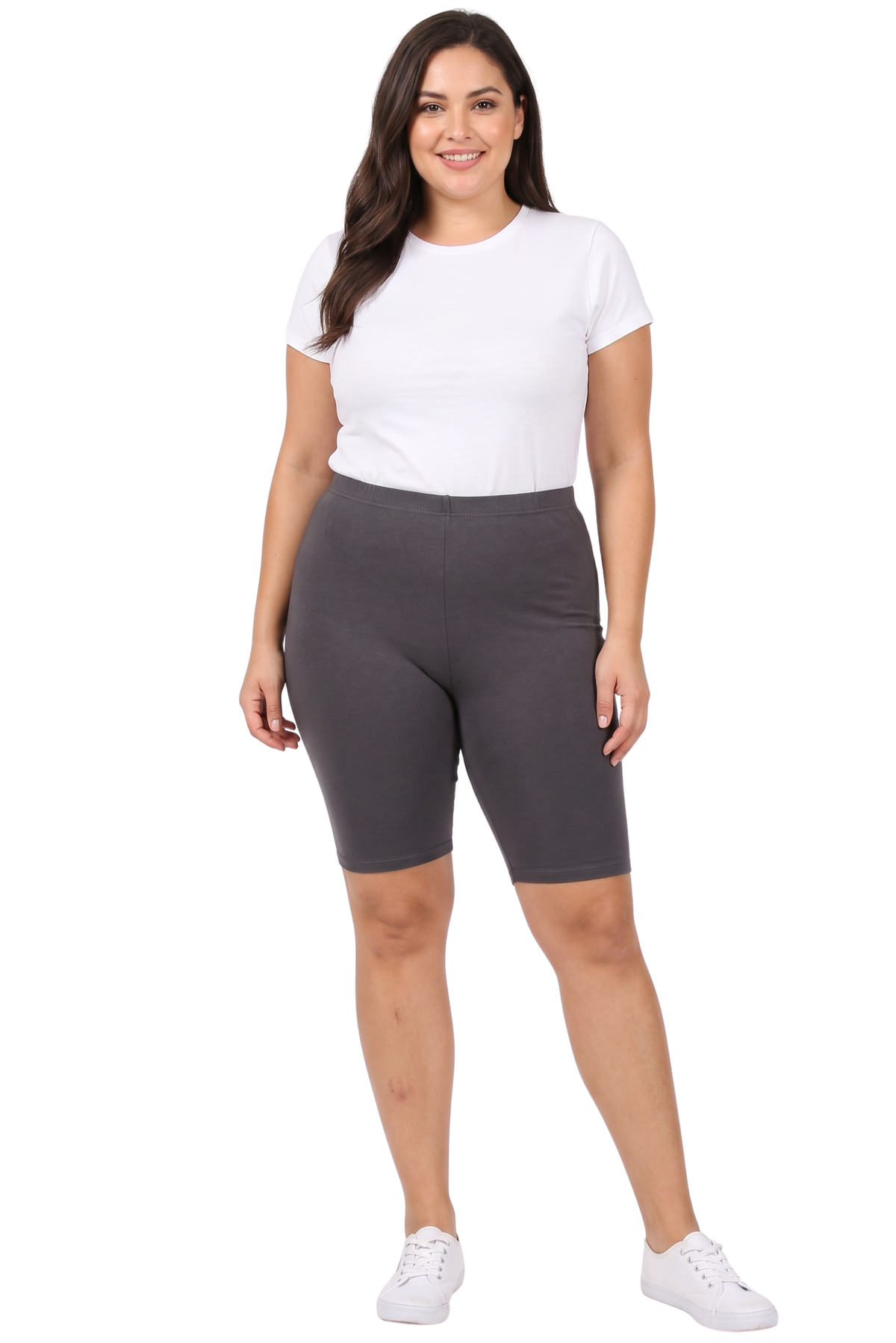 USA Basic Cotton Plus Size Biker Shorts - Bermuda Shorts