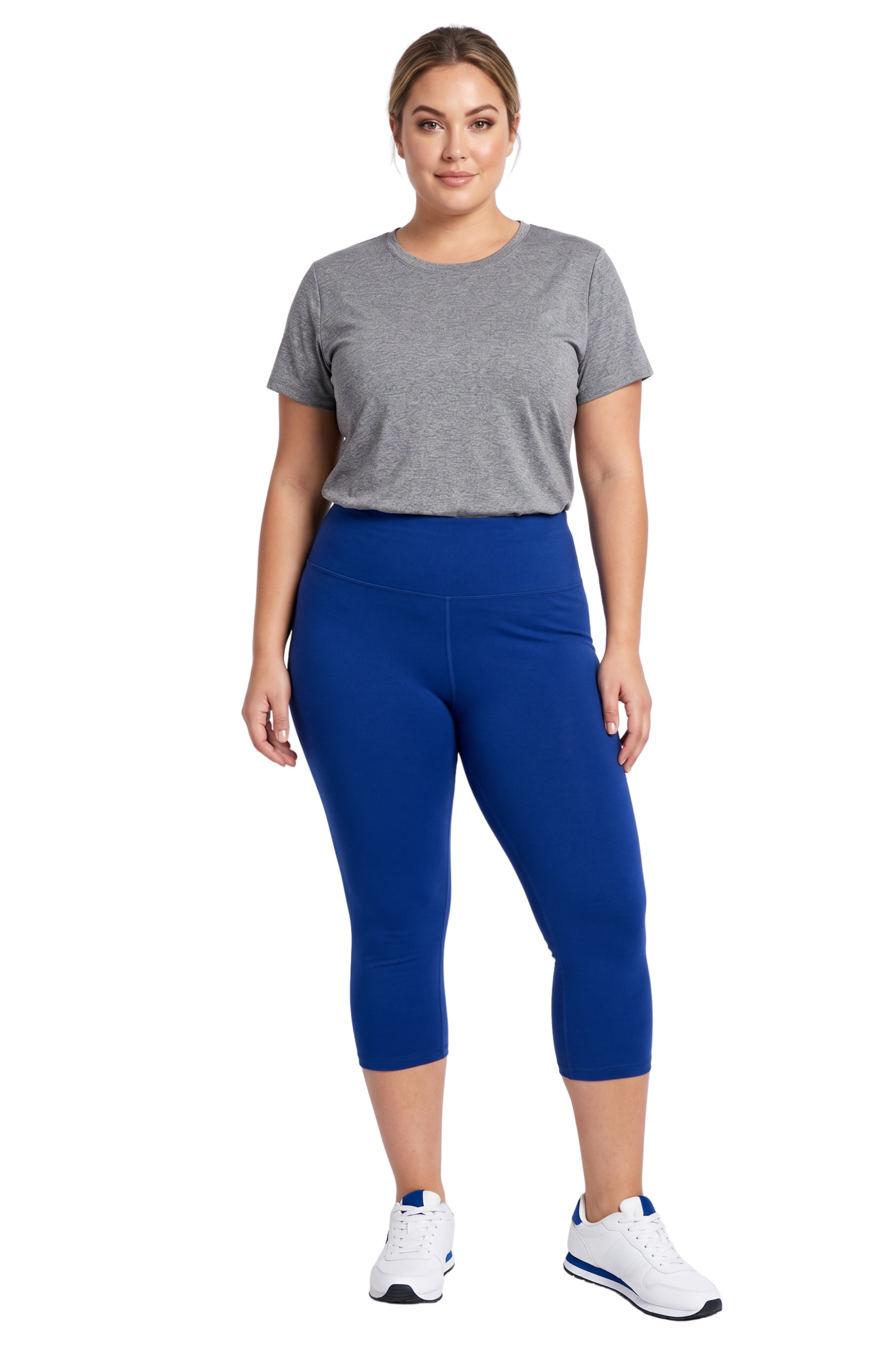 Brushed Basic Solid High Waisted Plus Size Capris - 5 Inch - New Mix