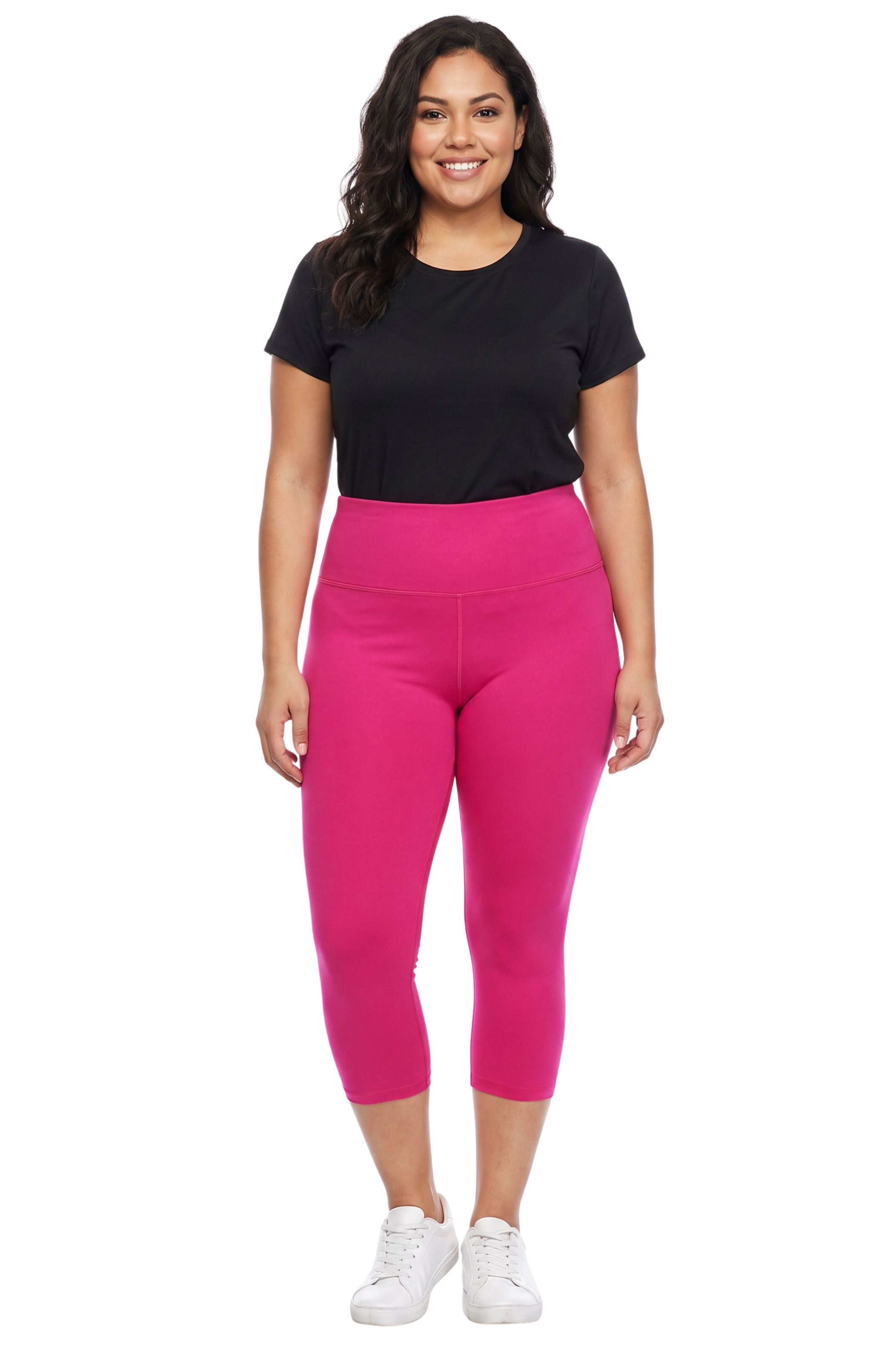 Brushed Basic Solid High Waisted Plus Size Capris - 5 Inch - New Mix