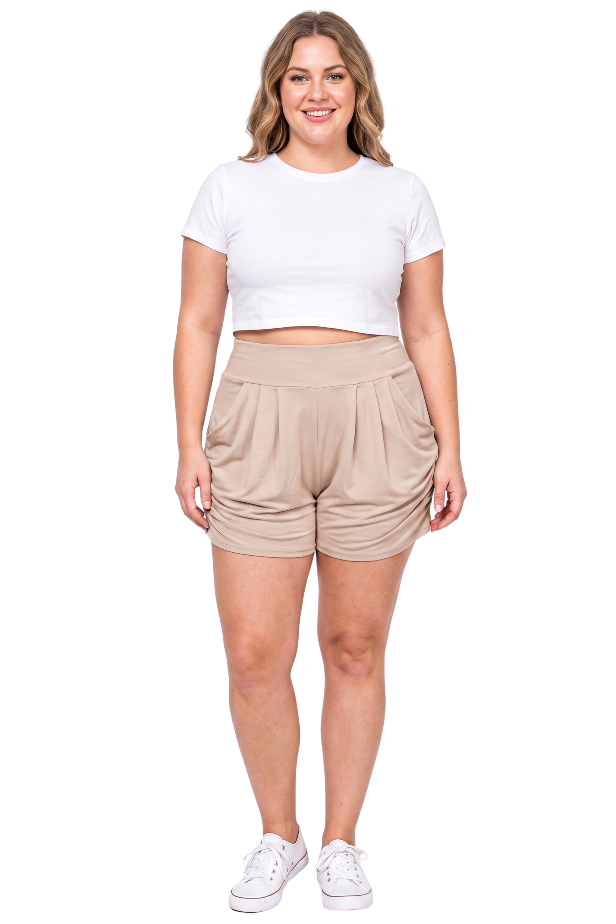 Buttery Smooth Solid Basic Plus Size Harem Shorts