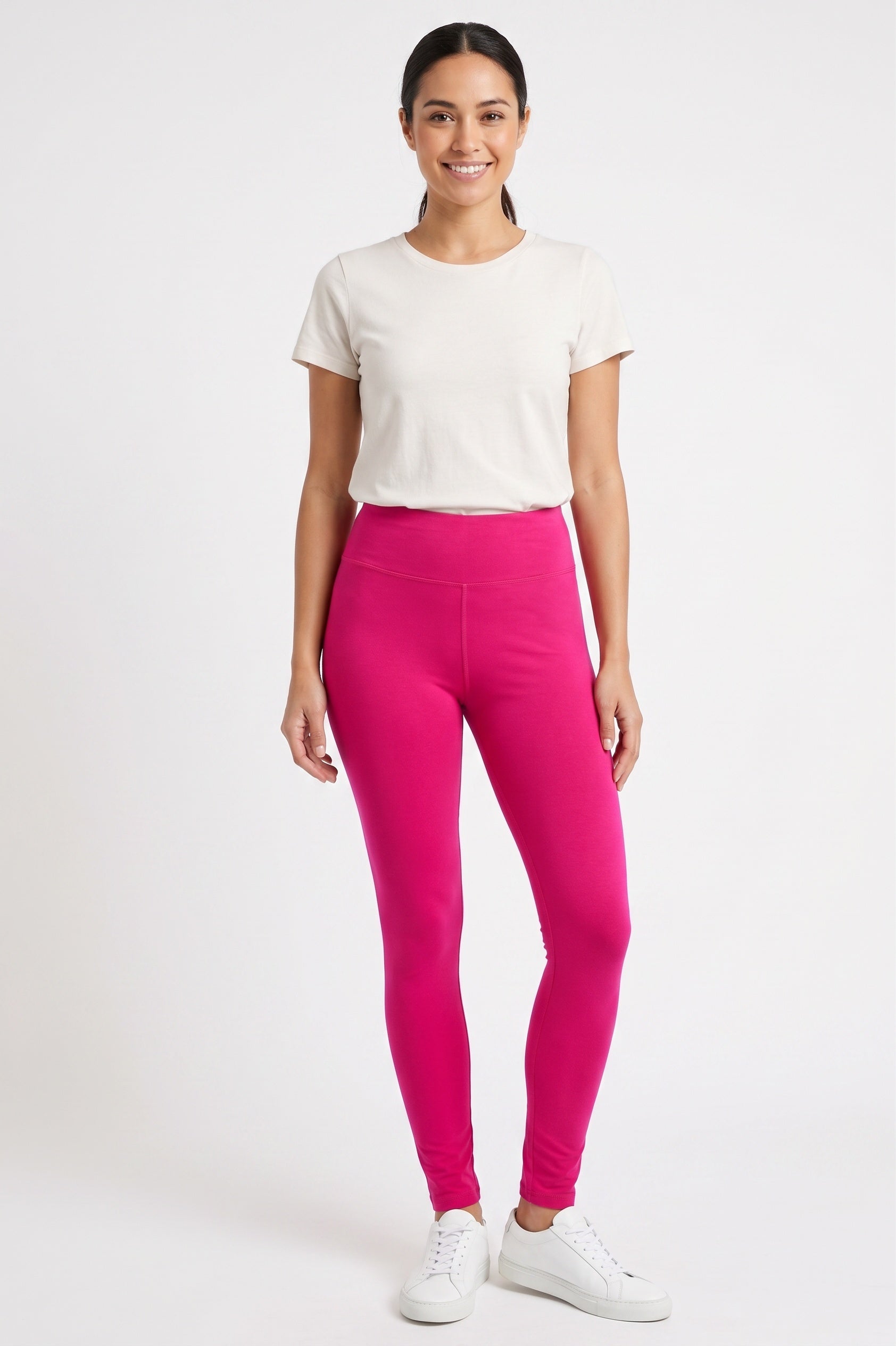 Brushed High Waisted Basic Solid Leggings - 3 Inch Waist