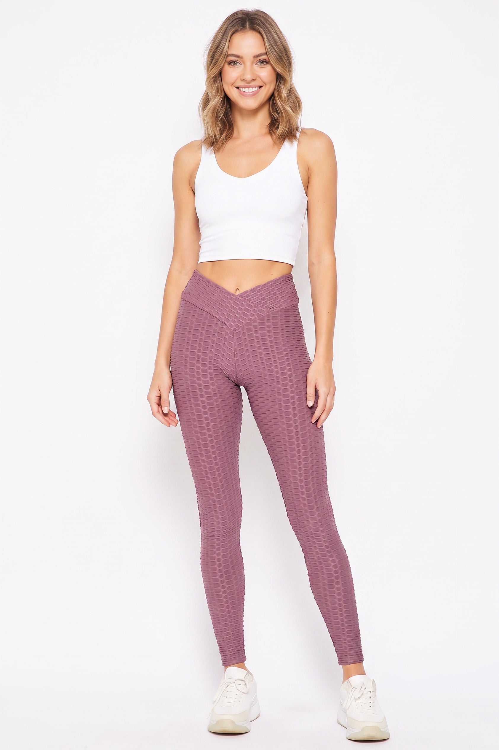 Scrunch Butt Textured V-Waist High Waisted Leggings
