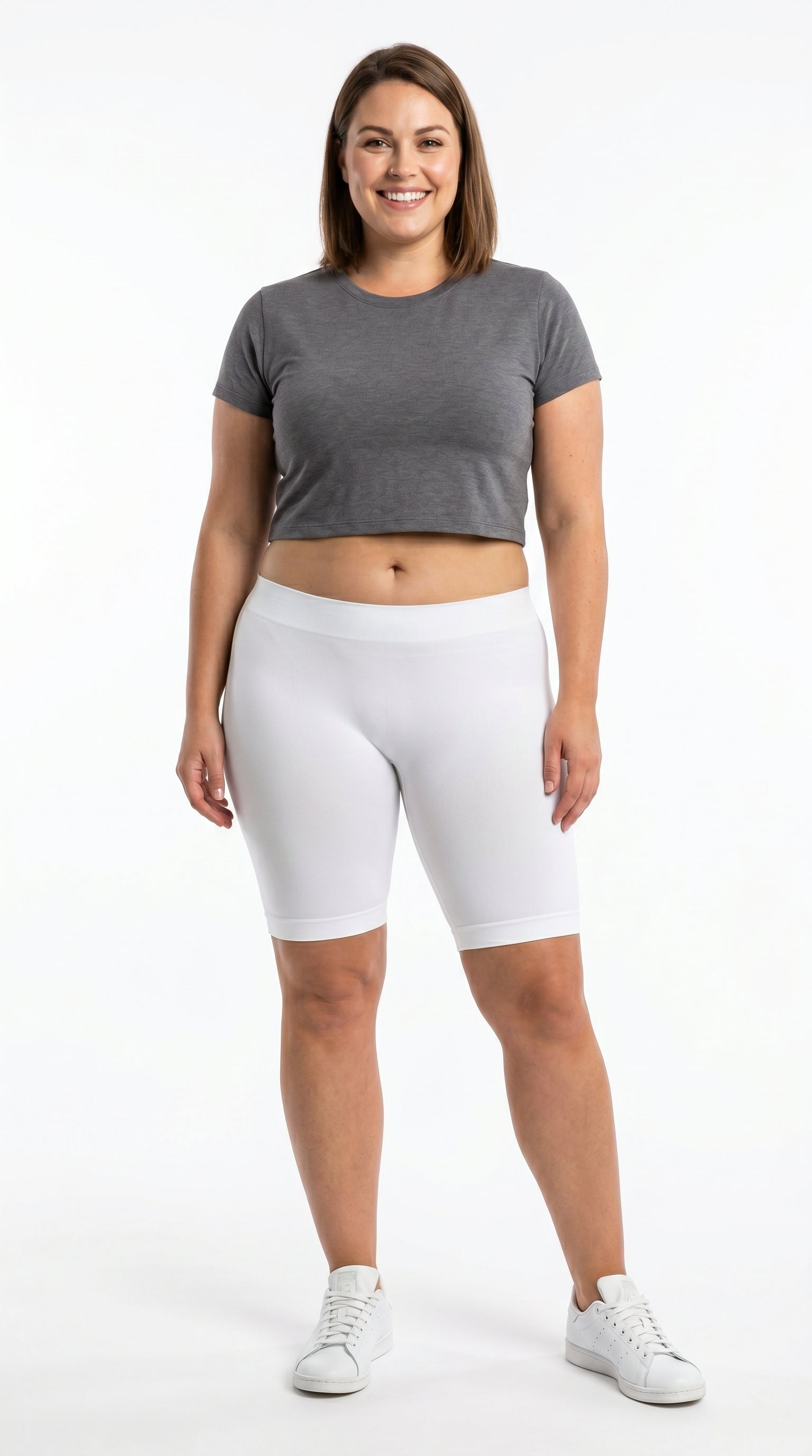 Basic Nylon Spandex Biker Shorts - Plus Size