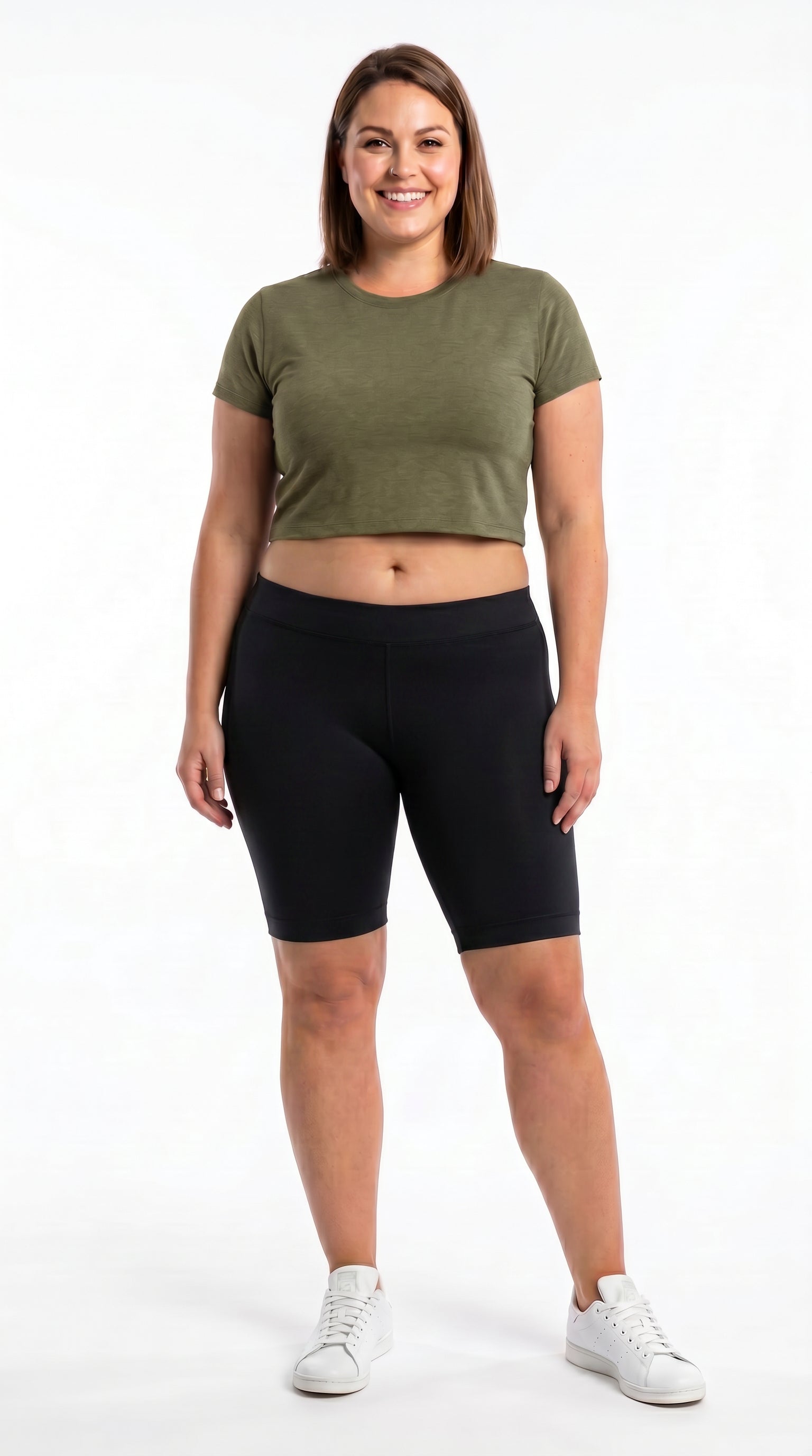 Basic Nylon Spandex Biker Shorts - Plus Size