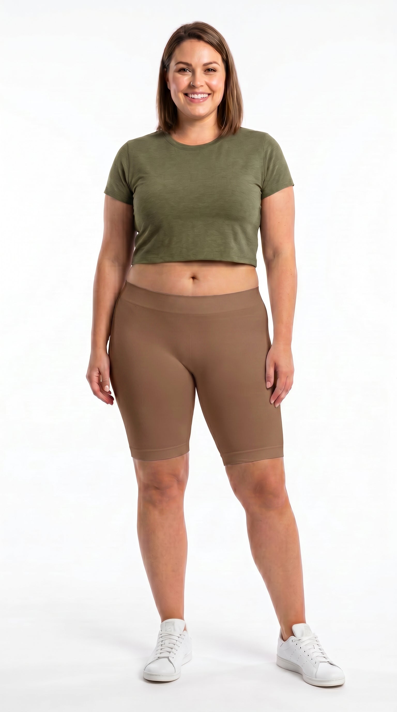 Basic Nylon Spandex Biker Shorts - Plus Size