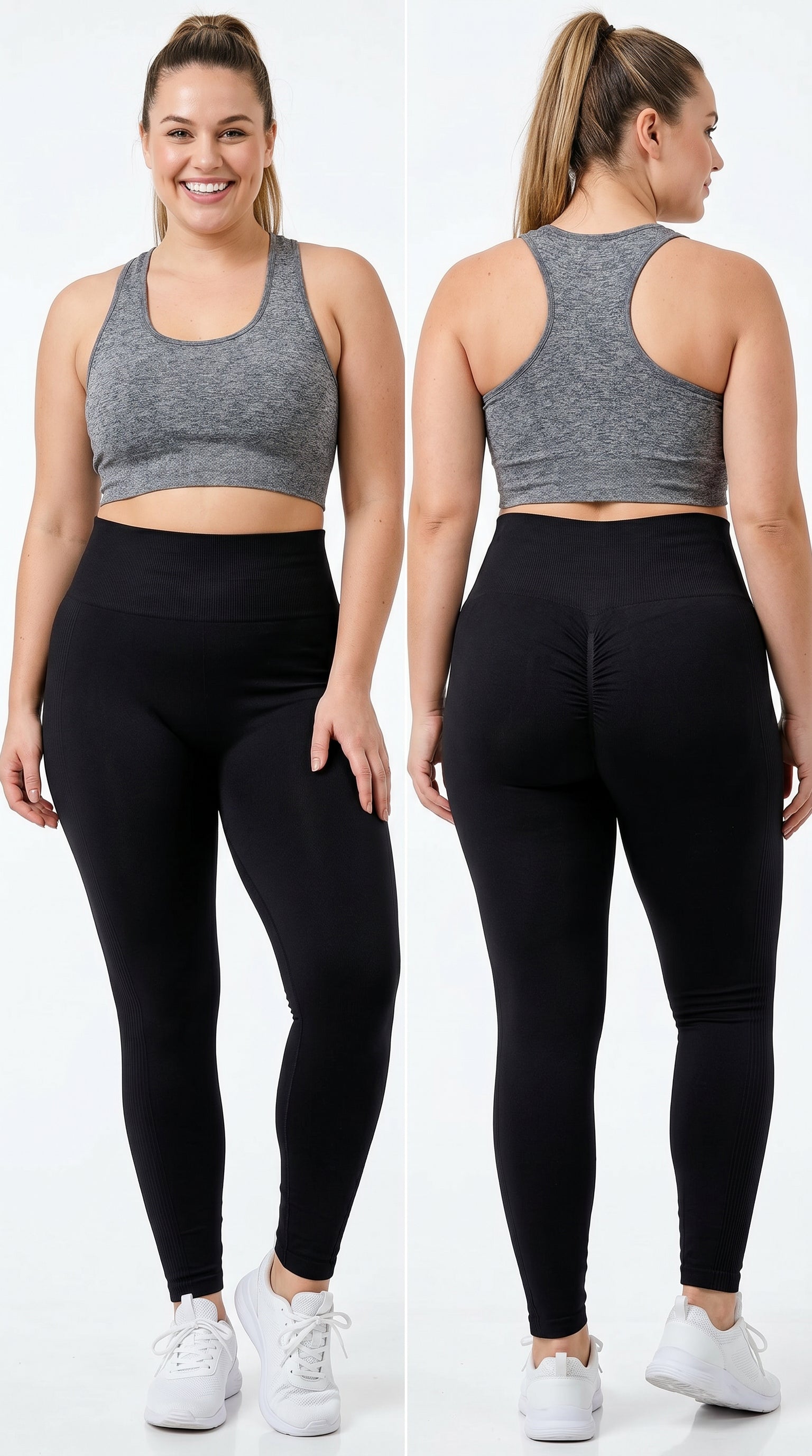 Full Length Nylon Spandex Butt Lift Leggings - Plus Size