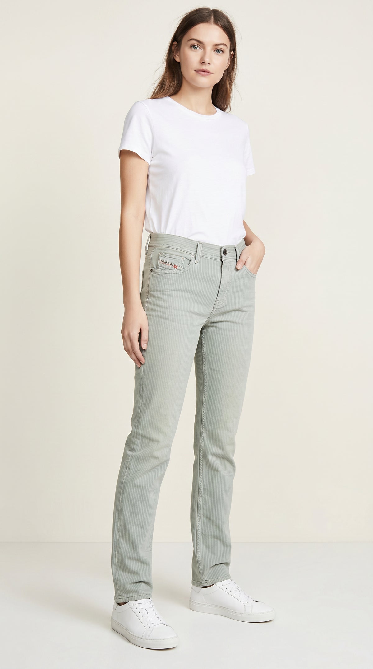 Diesel Jeans FAITHLEGG Green W28/WAIST ACROSS 15 1/2x34 Reg. Str. ITALY