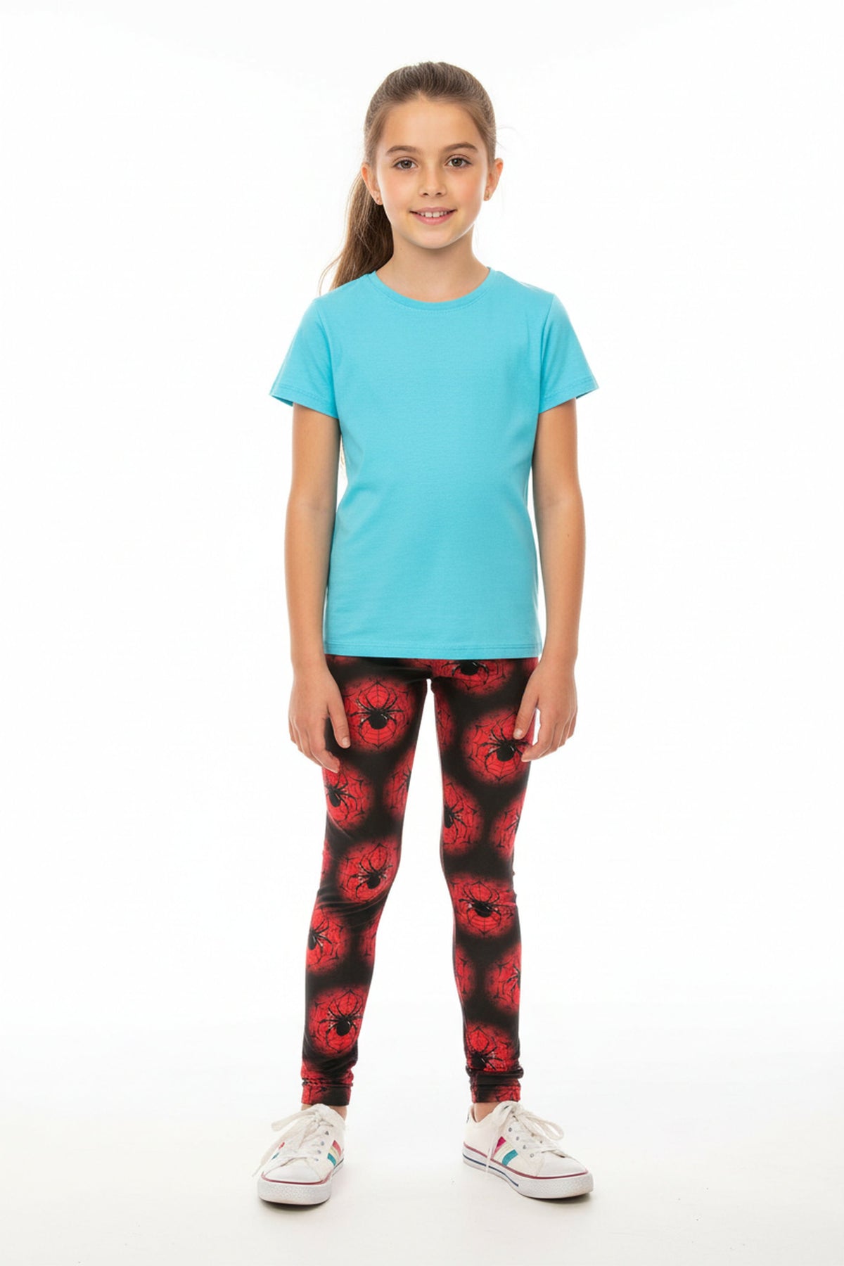 Creamy Soft Black Widow Spider Web Kids Leggings