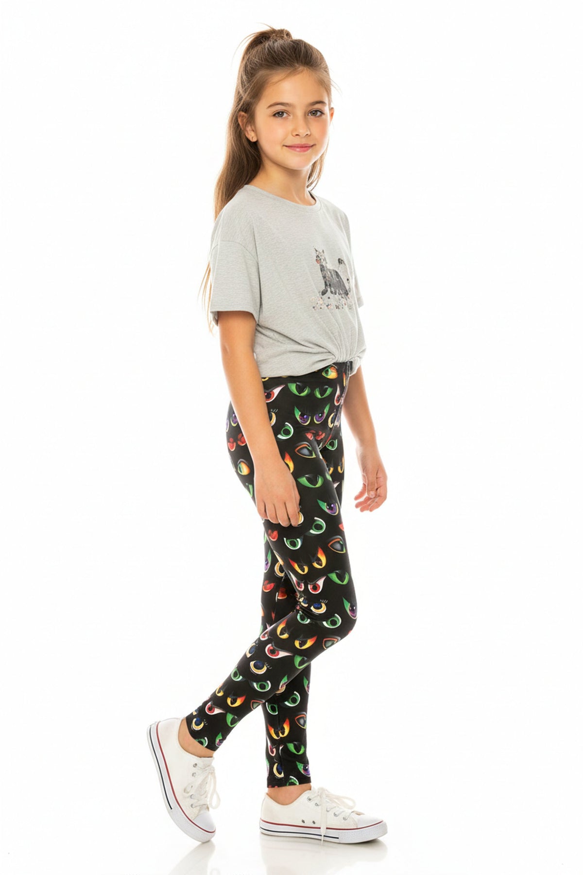 Creamy Soft Evil Cartoon Eyes Kids Leggings - USA Fashion™