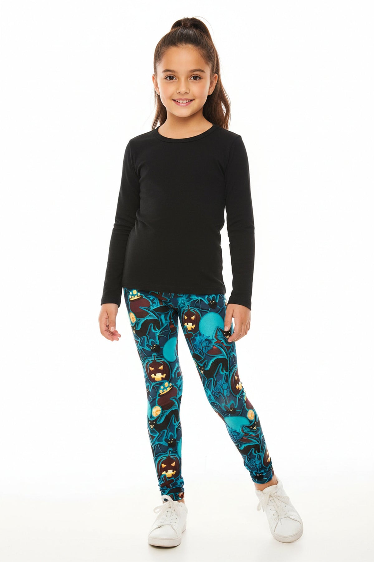 Creamy Soft Electric Blue Halloween Kids Leggings - USA Fashion™